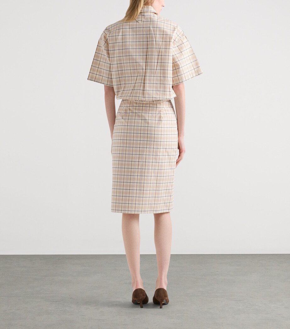 Prada Womens Cotton Embroidered Check Shirt Image 5
