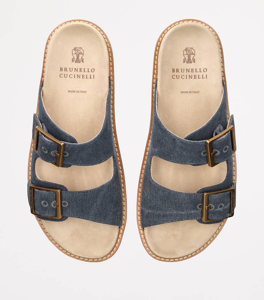 Suede Double-Strap Sandals NAVY Image 4