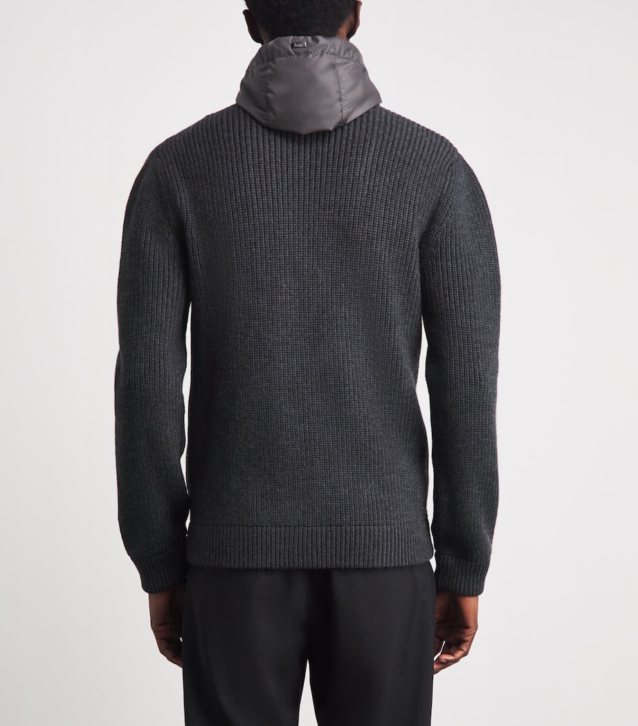 Herno Mens Virgin Wool Ribbed Hybrid Jacket Antracite Image 5