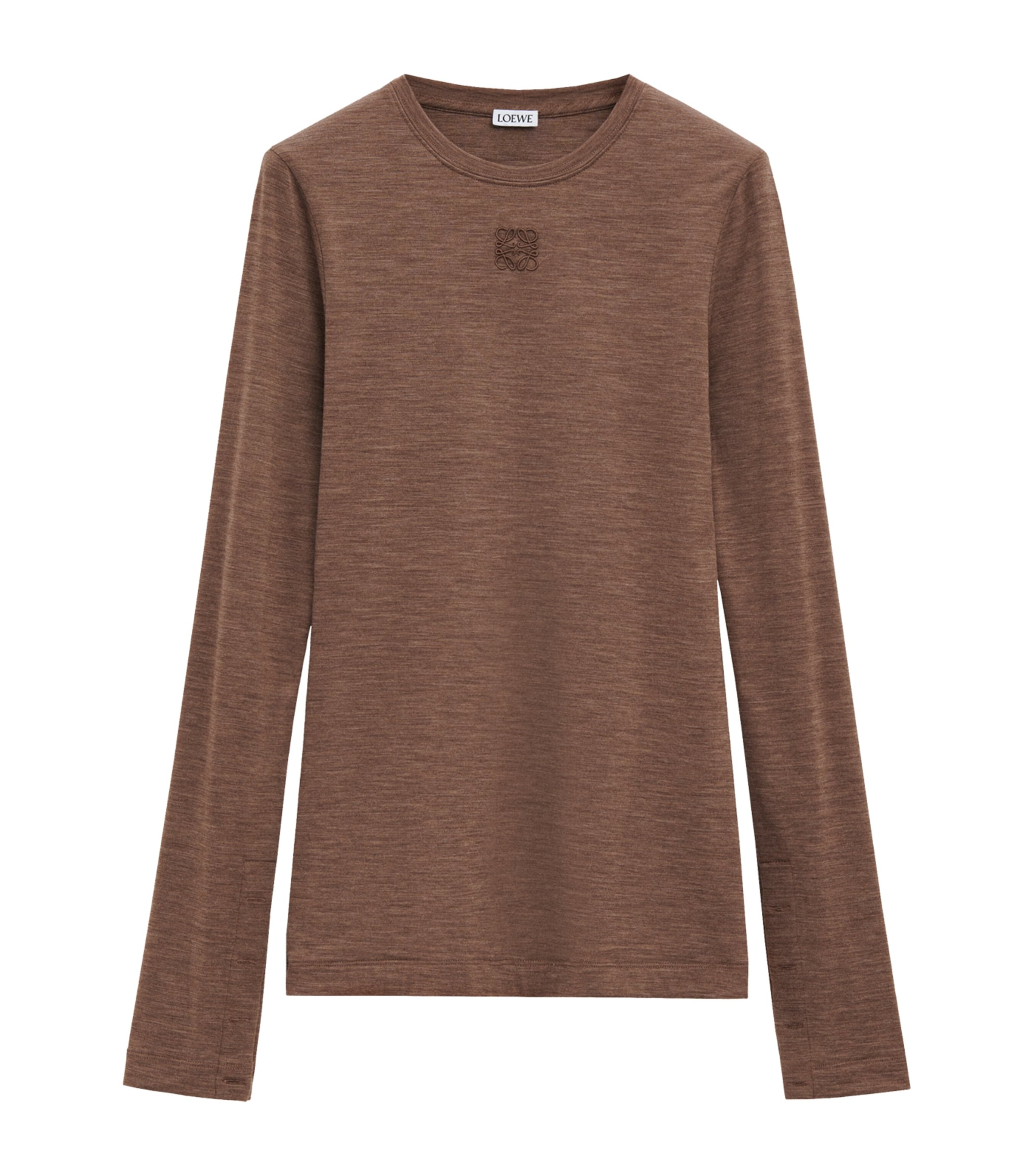 Loewe Wool-blend Long-sleeve T-shirt In Brown