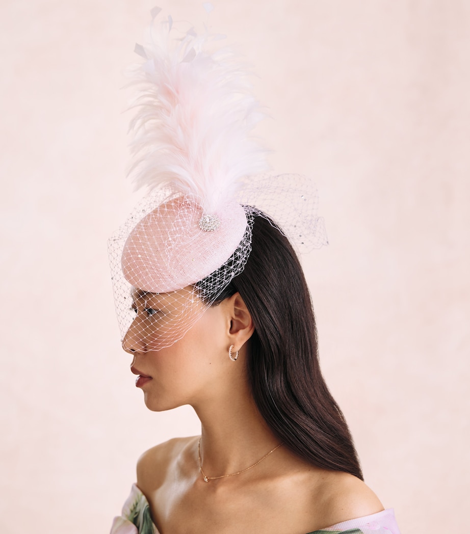 Victoria Grant Sinamay Straw Feathered Bellini Fascinator Baby Pink Image 4
