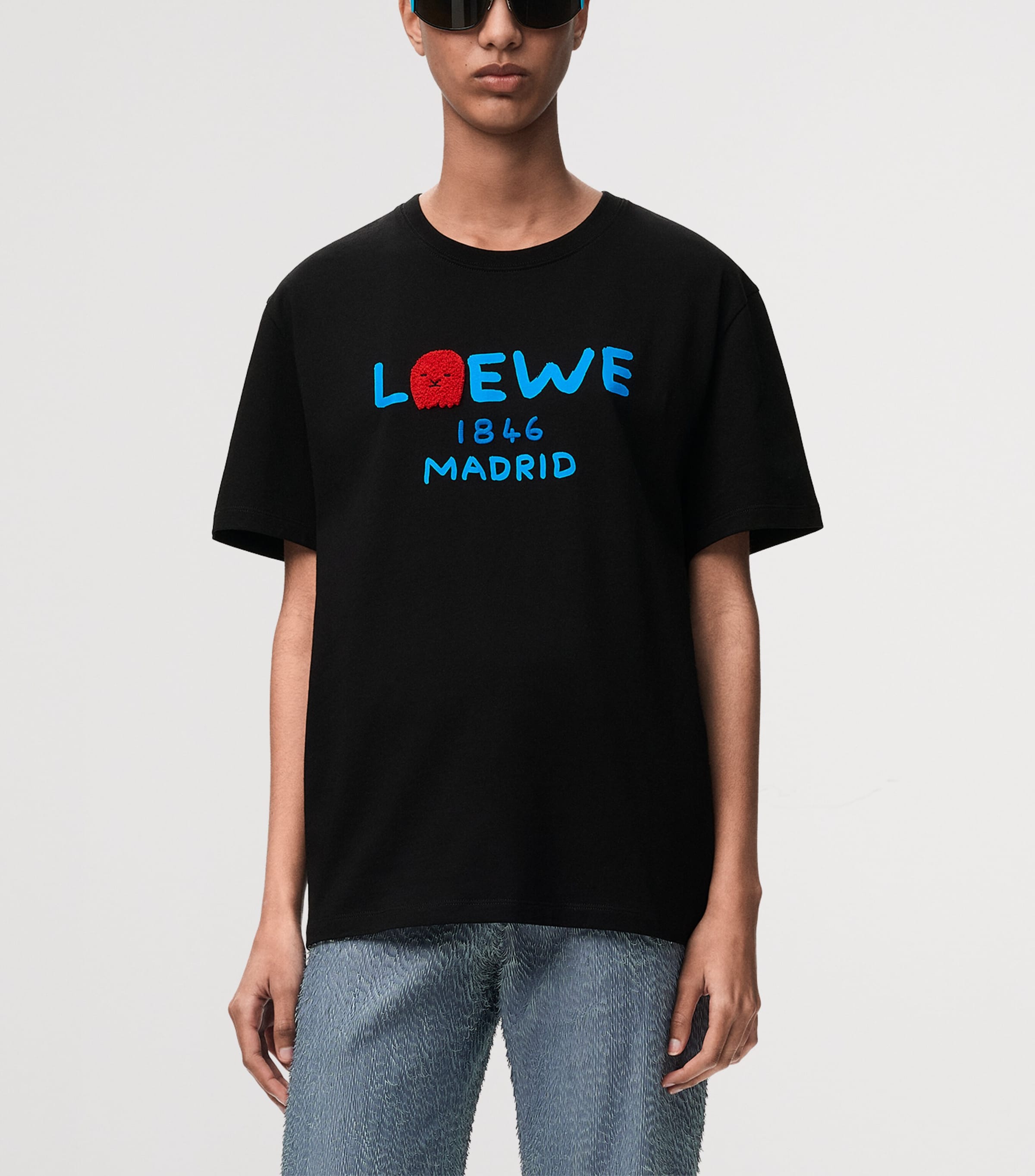 LOEWE Mens Cotton Relaxed Lion T-Shirt Black Image 7