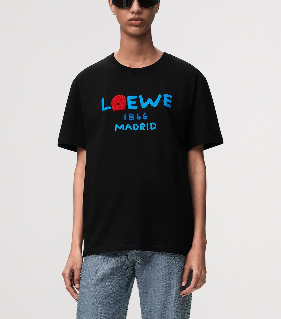 LOEWE Mens Cotton Relaxed Lion T-Shirt Black Image 7