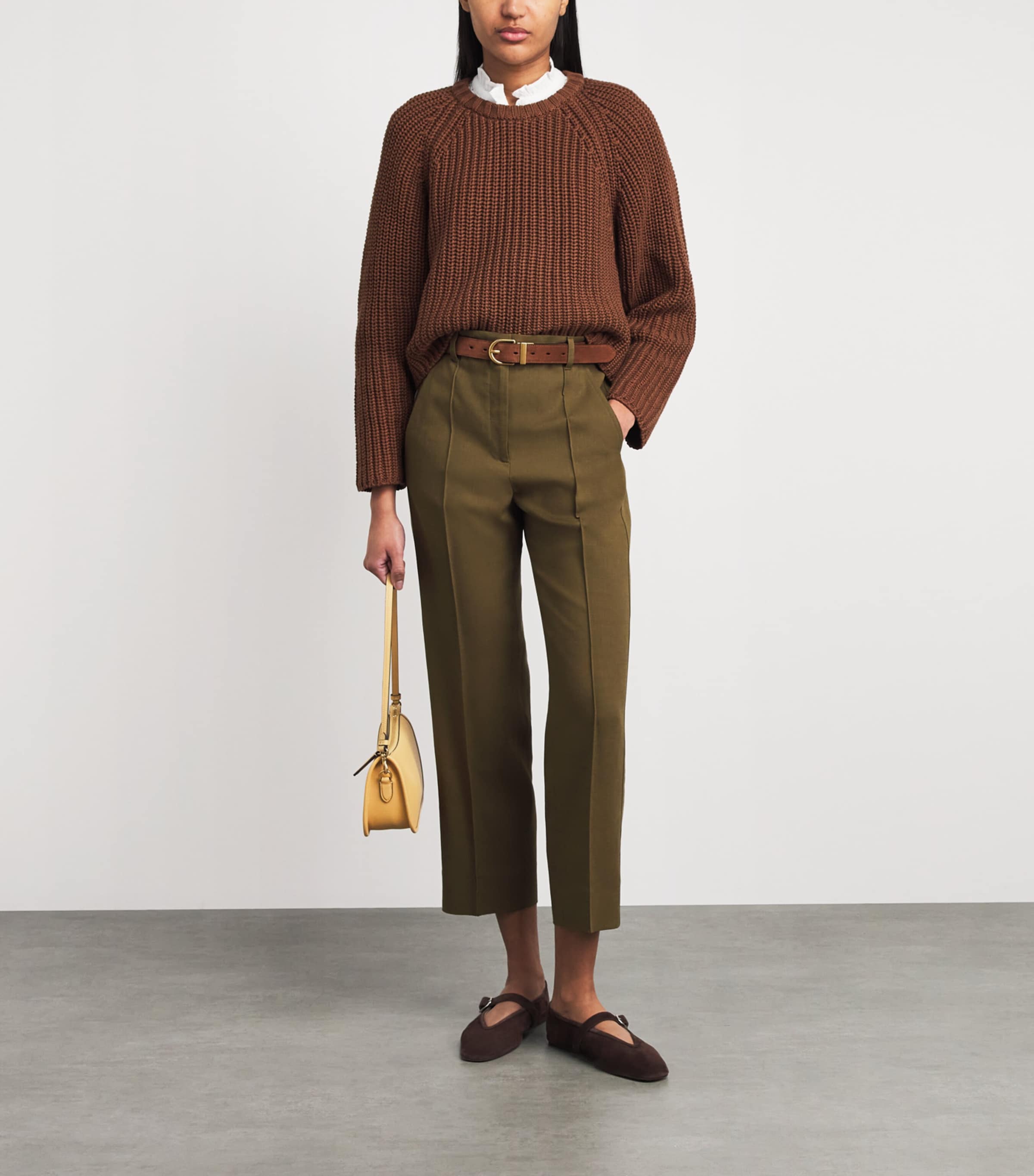 ME+EM Leather Round-Buckle Reversible Belt Chestnut/black Image 4