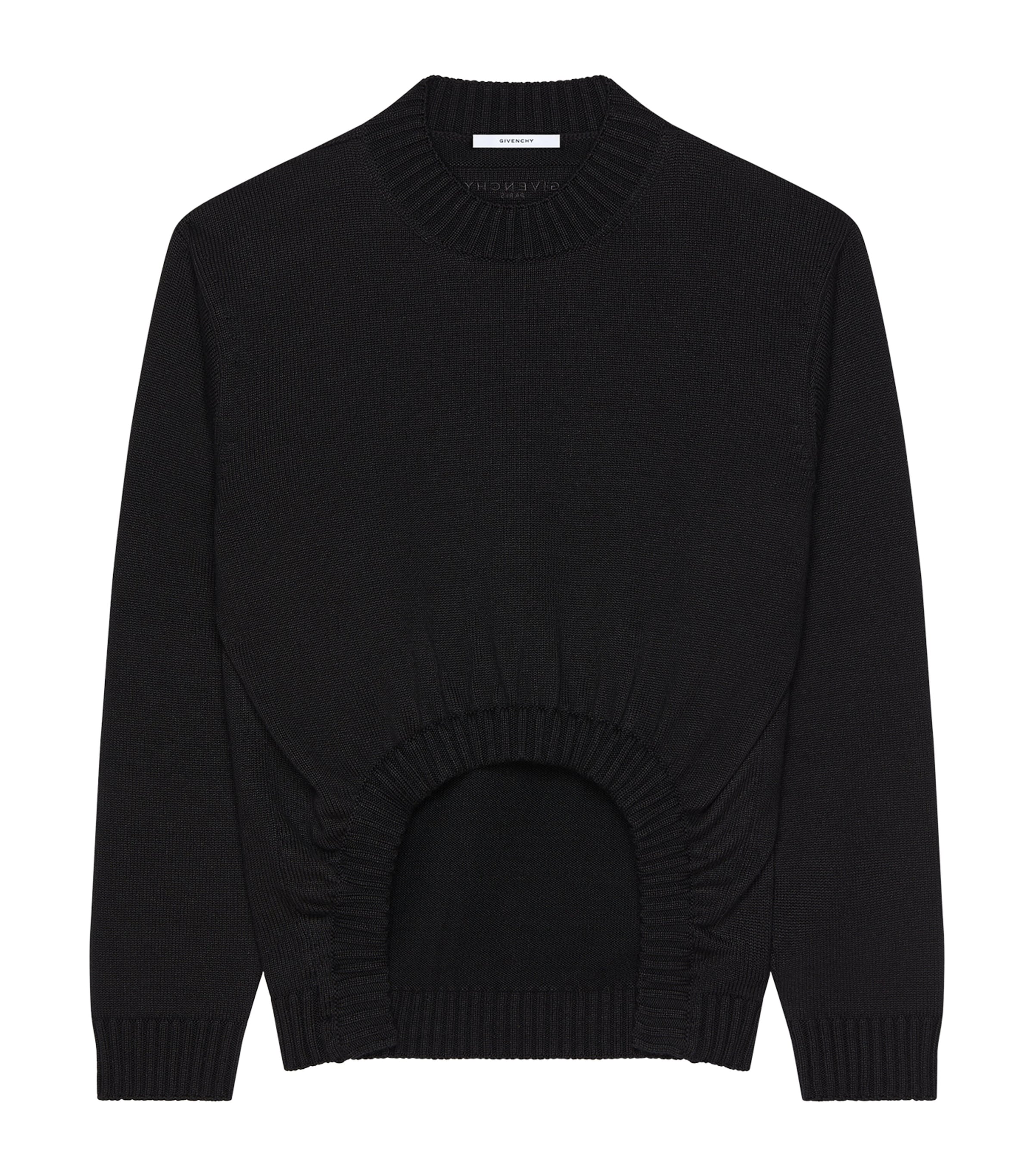 Givenchy Womens Wool-Linen Ruched-Hem Sweater Black Image 1