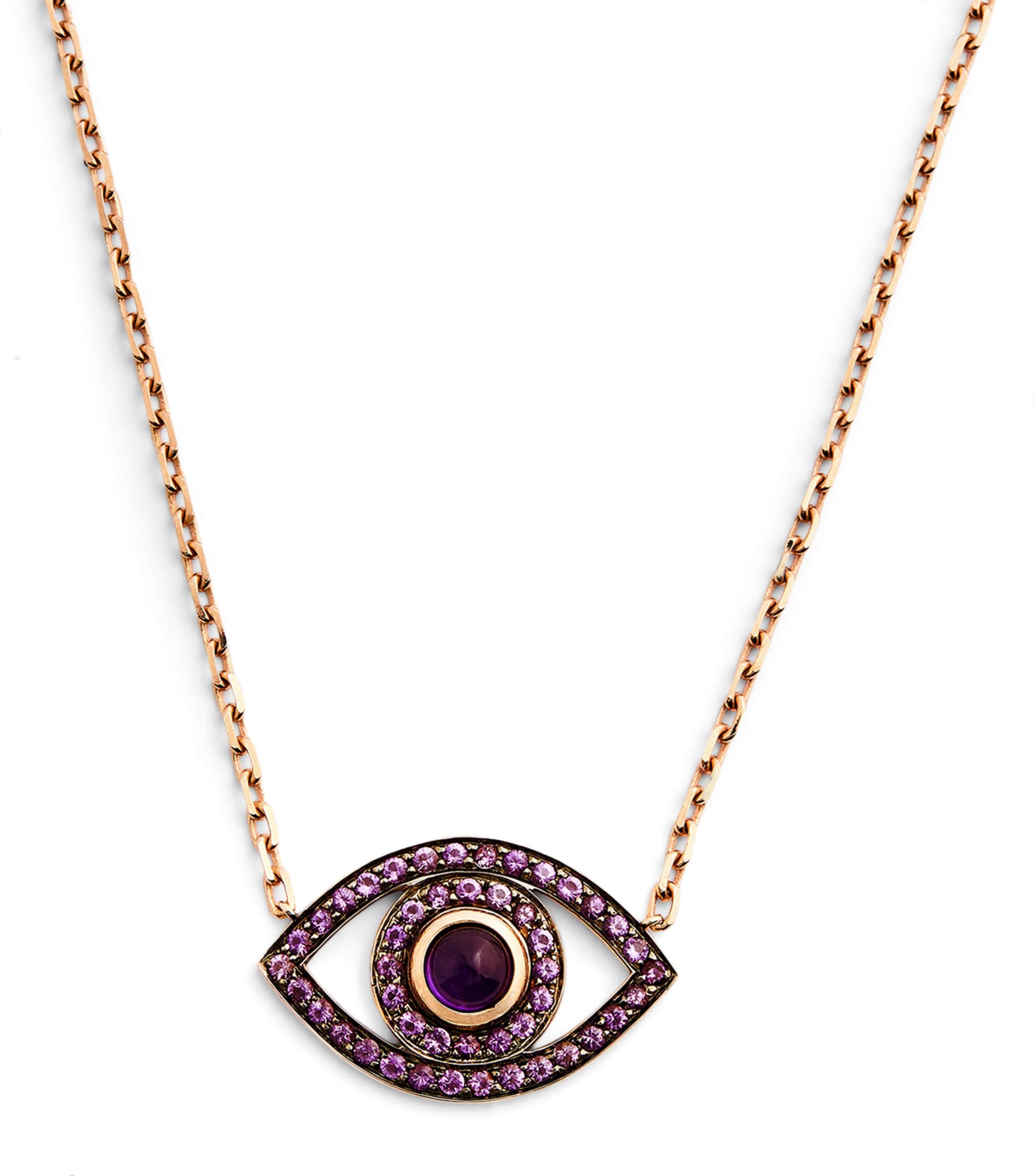 Netali Nissim Rose Gold, Amethyst And Quartz Protected Necklace In Rose Gold