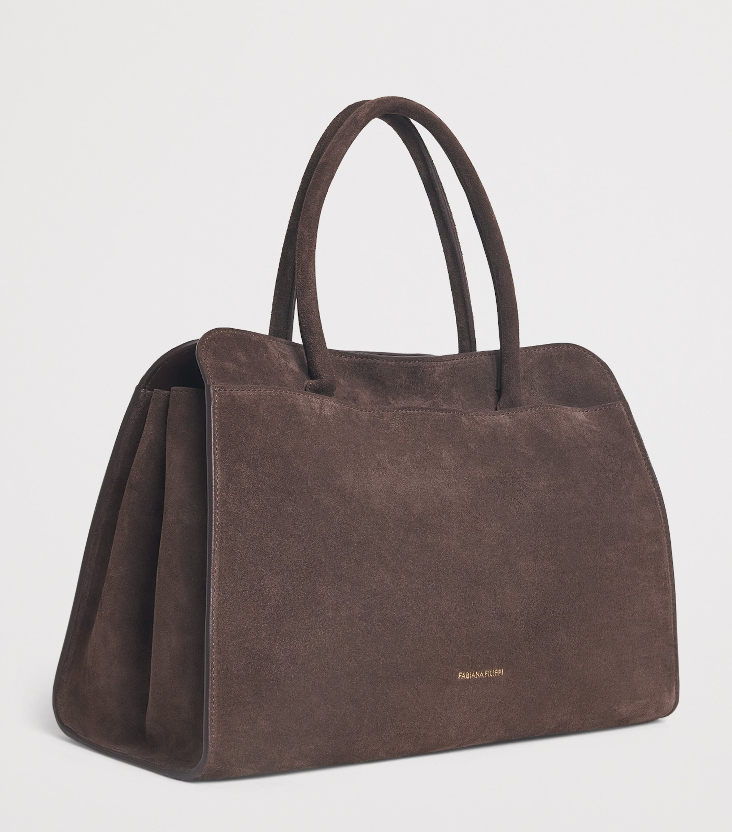 Fabiana Filippi Large Suede Josephine Top-Handle Bag Ebano Image 3