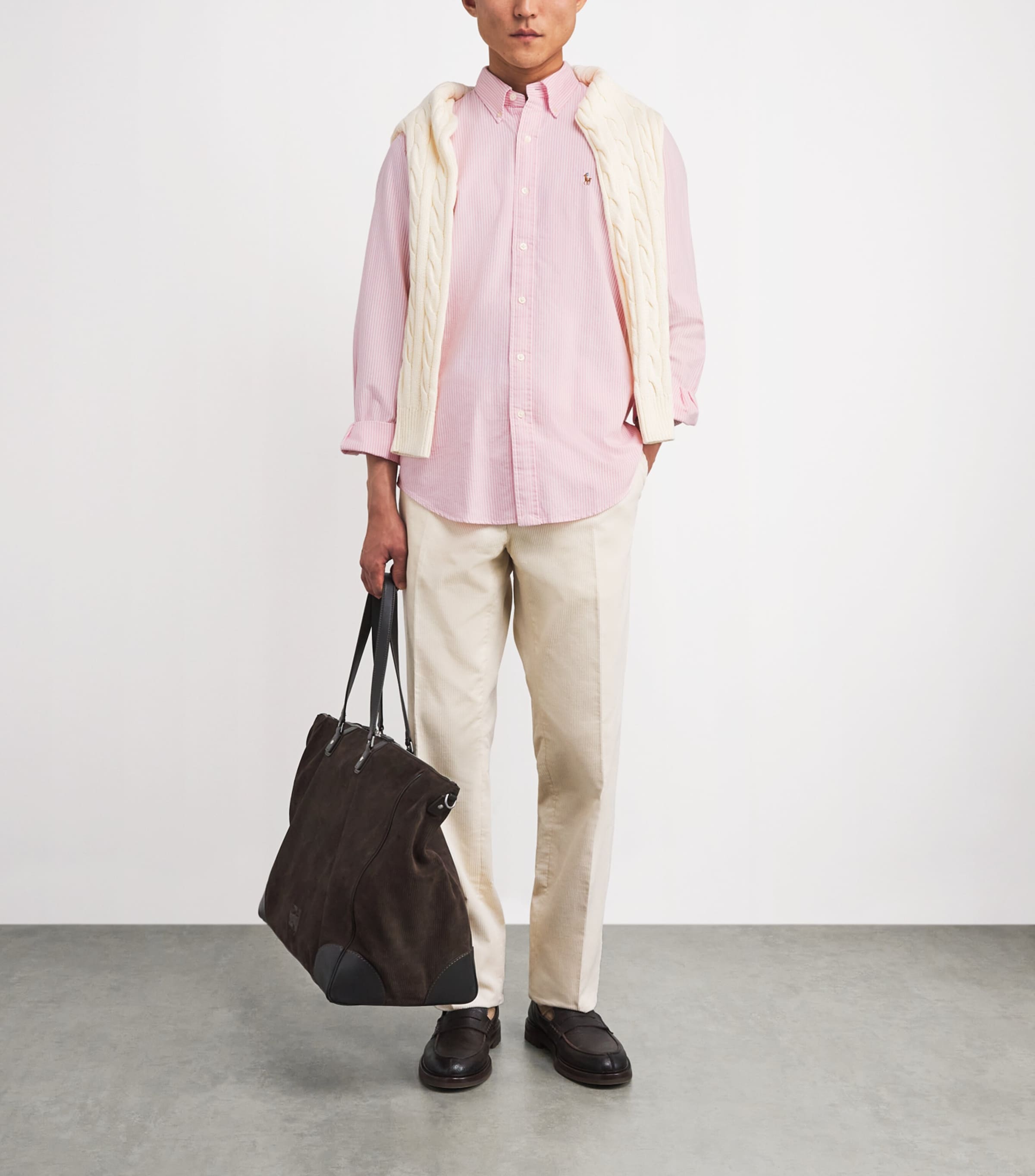 Cotton Striped Oxford Shirt PINK MU Image 2