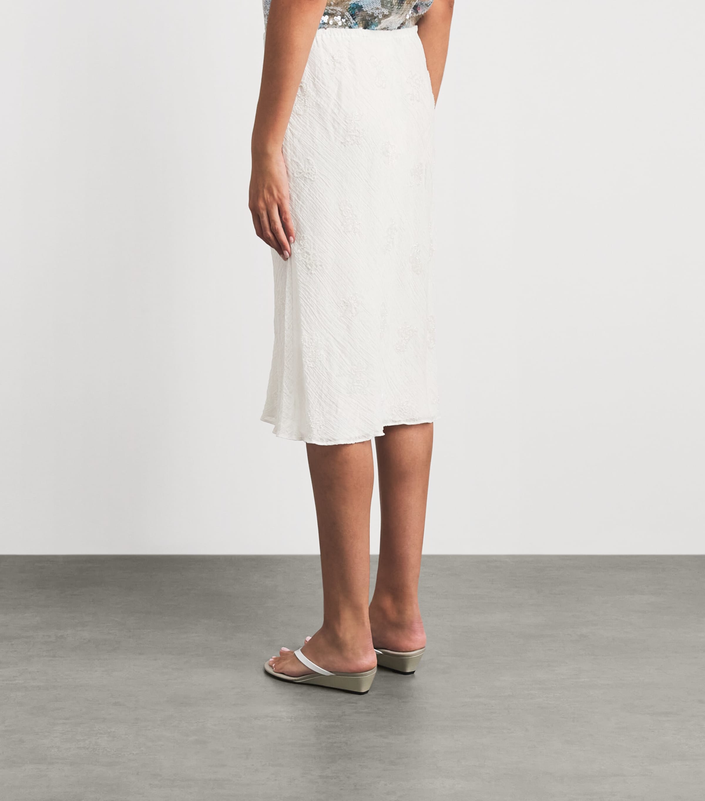 STAUD Womens Embellished Lucia Midi Skirt Wht White Image 5