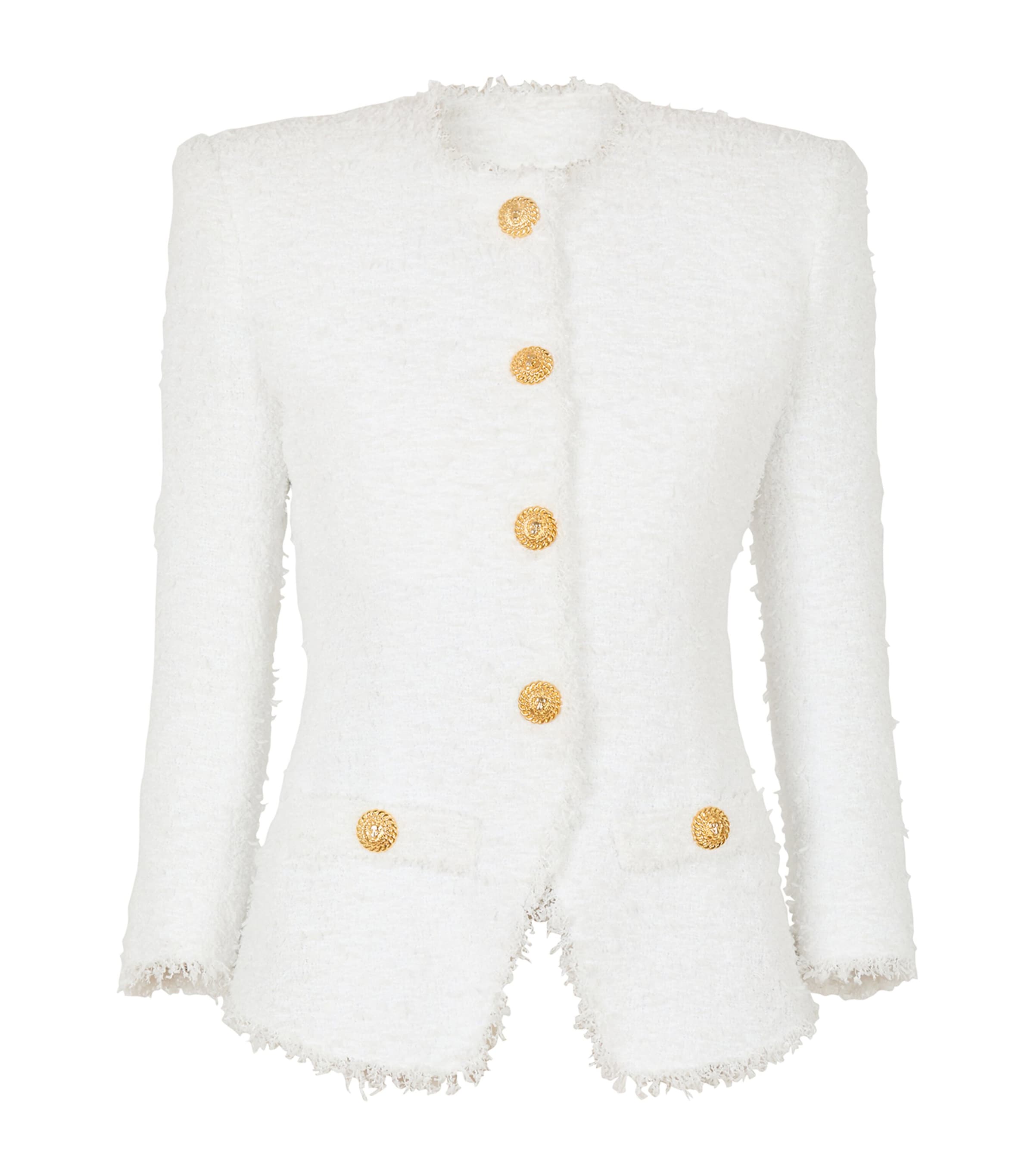 Balmain White Structured Blazer With Buttons And Pockets In White