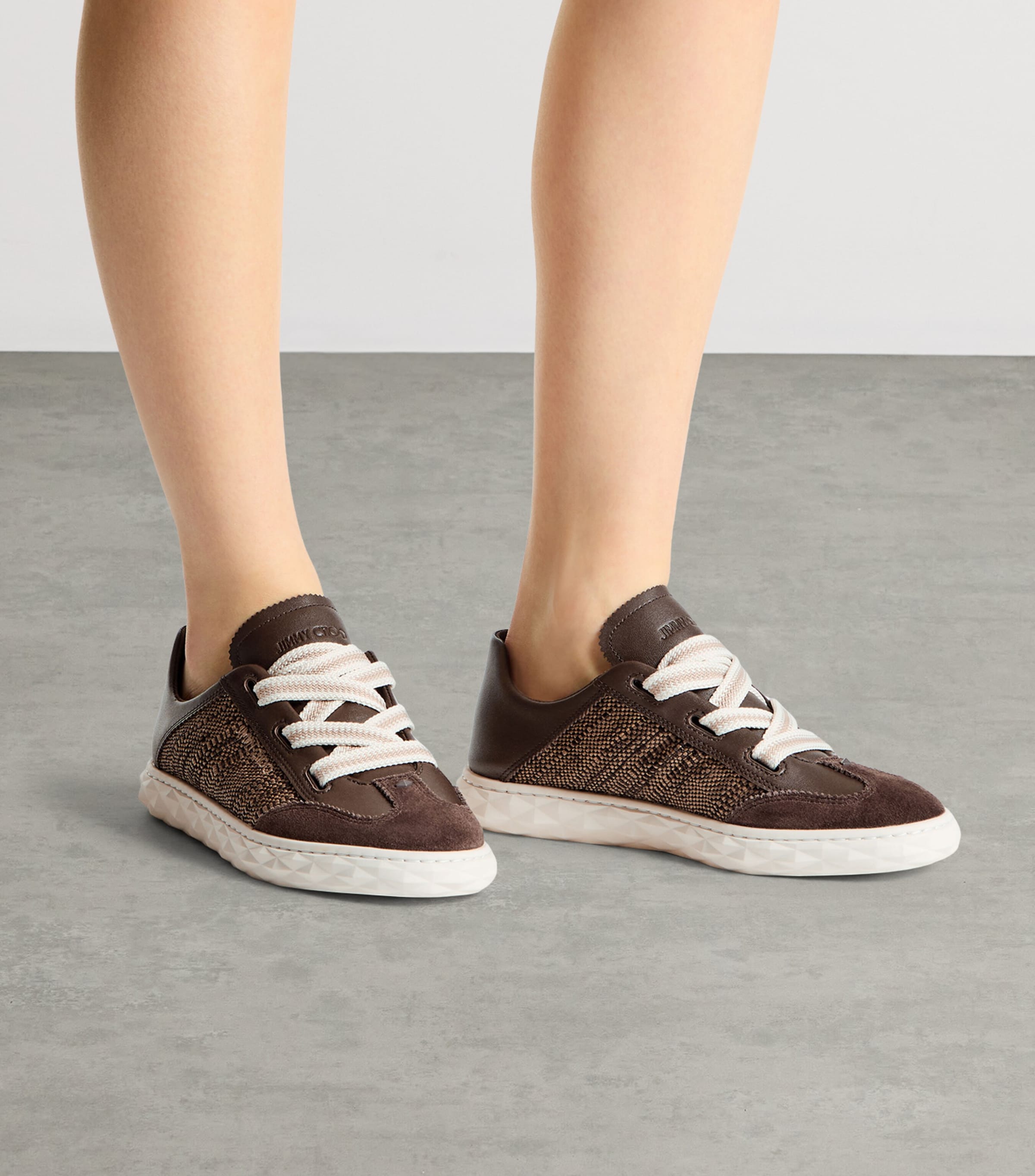 Jimmy Choo Diamond Light Flex Leather Woven Sneakers V Chocolate/latte Image 2