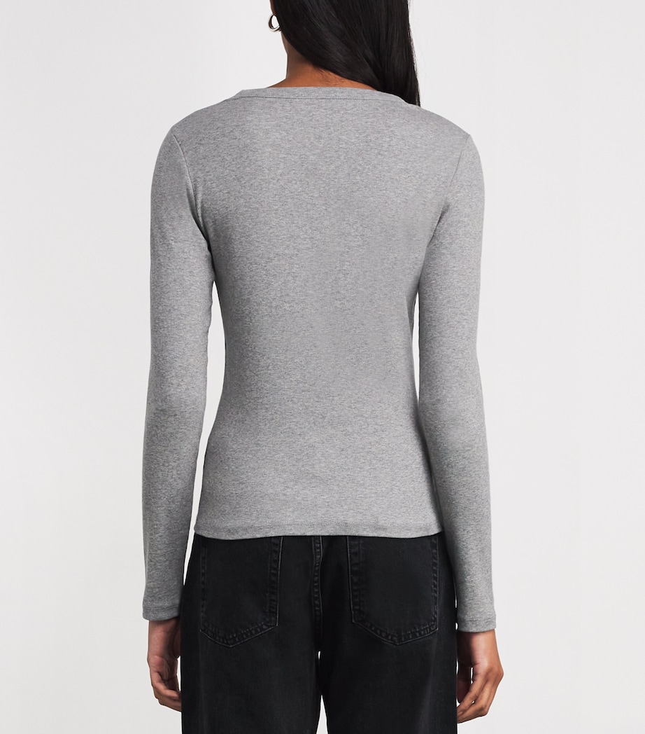 Stretch-Cotton Ribbed Ultimate T-Shirt SILVER GREY M LANGE Image 4
