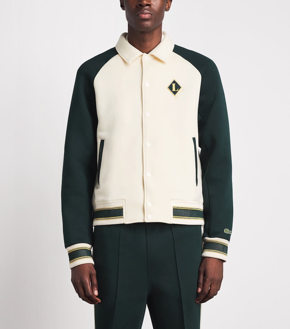 Lacoste Mens Cotton-Blend Varsity Jacket Naturel Clair Image 4