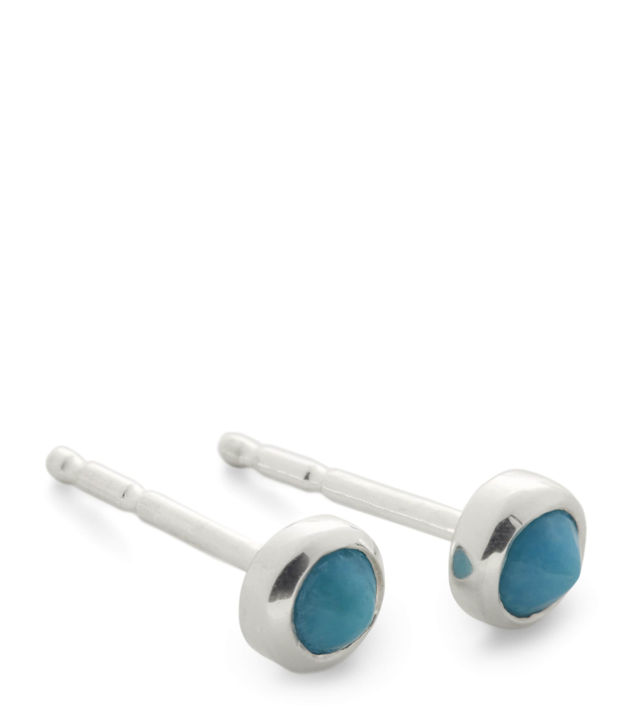 Monica Vinader Sterling Silver And Turquoise Gemstone Stud Earrings In Metallic