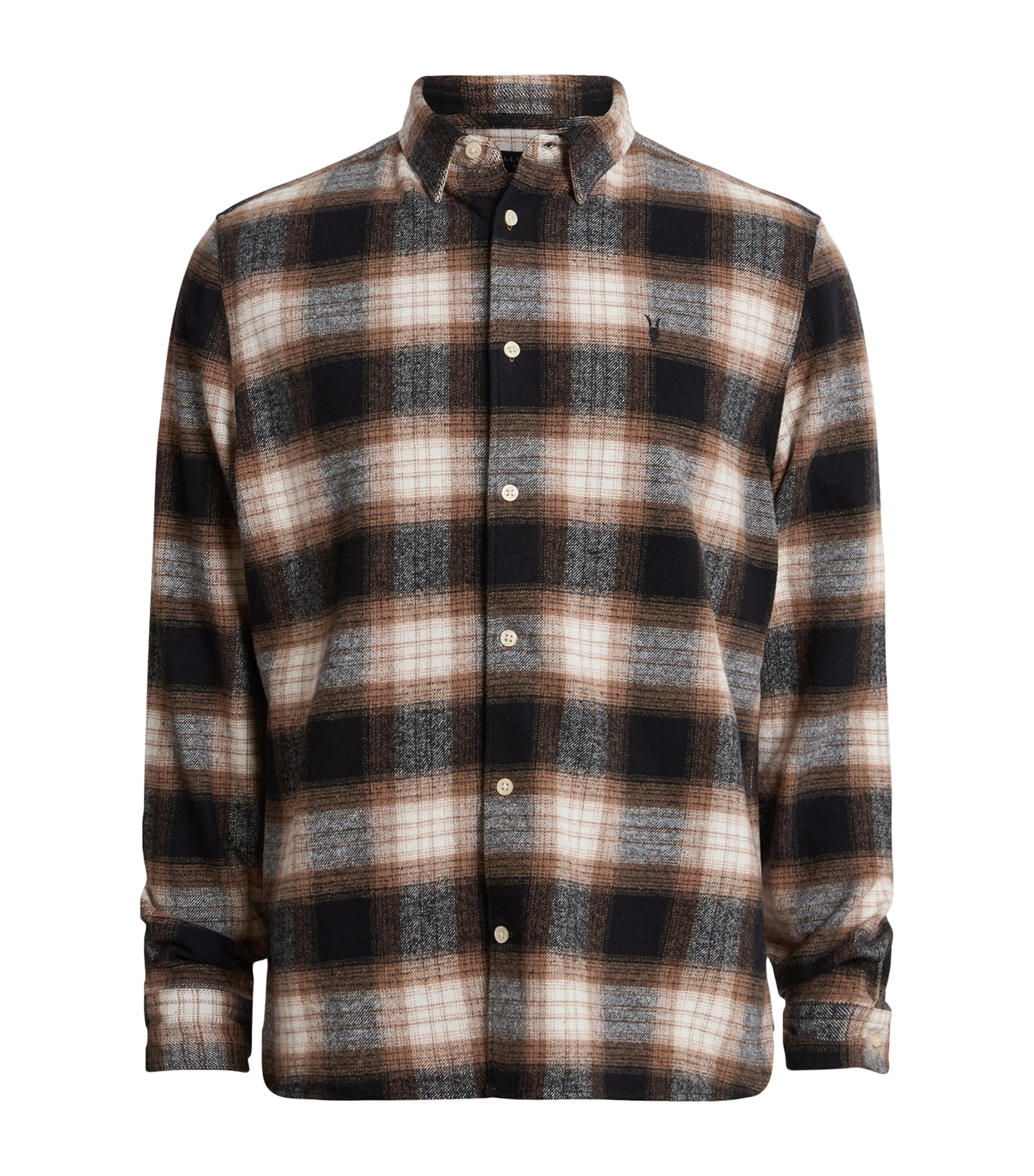 Allsaints Mercy Plaid Cotton Flannel Button-up Shirt In Orange