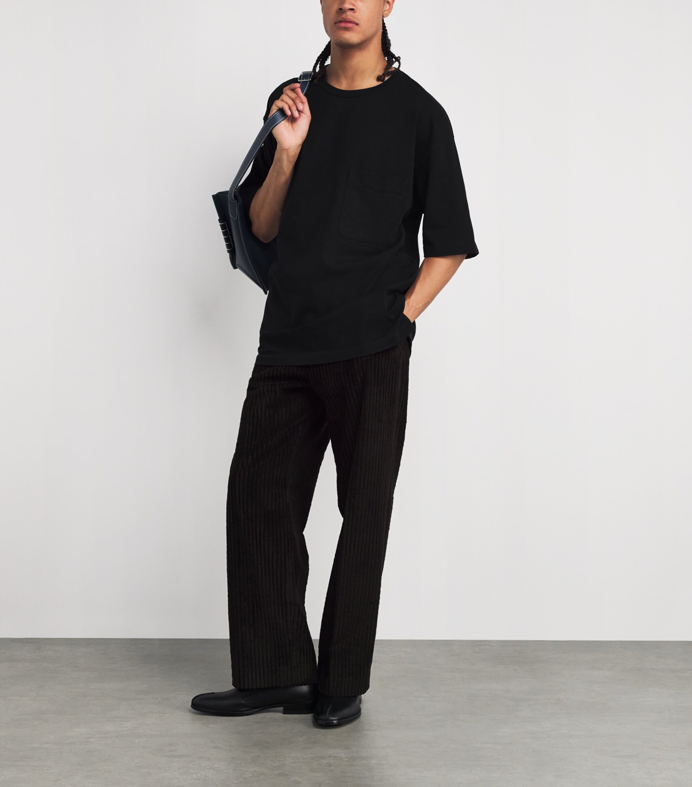 Cotton-Linen Boxy T-Shirt BLACK BK999 Image 2