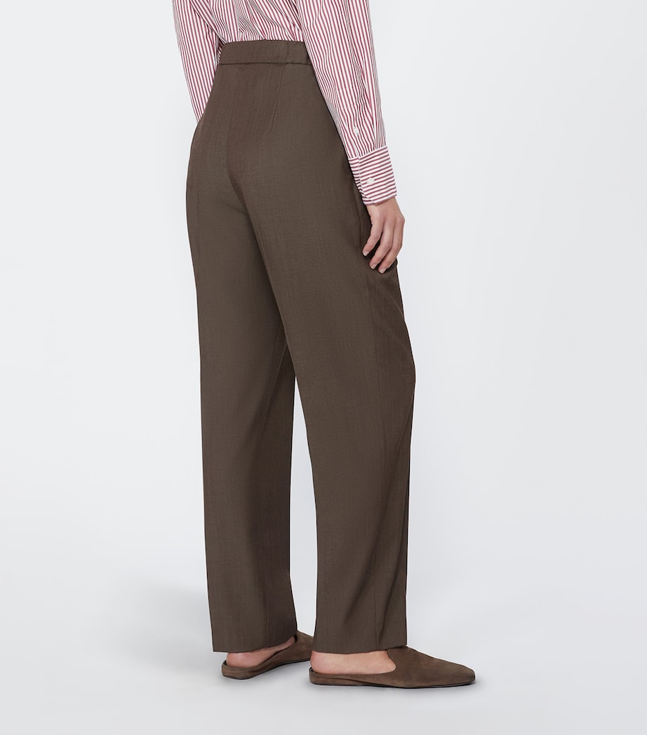 Max Mara Womens Wool Gabardine Drawstring Trousers Tobacco Image 4