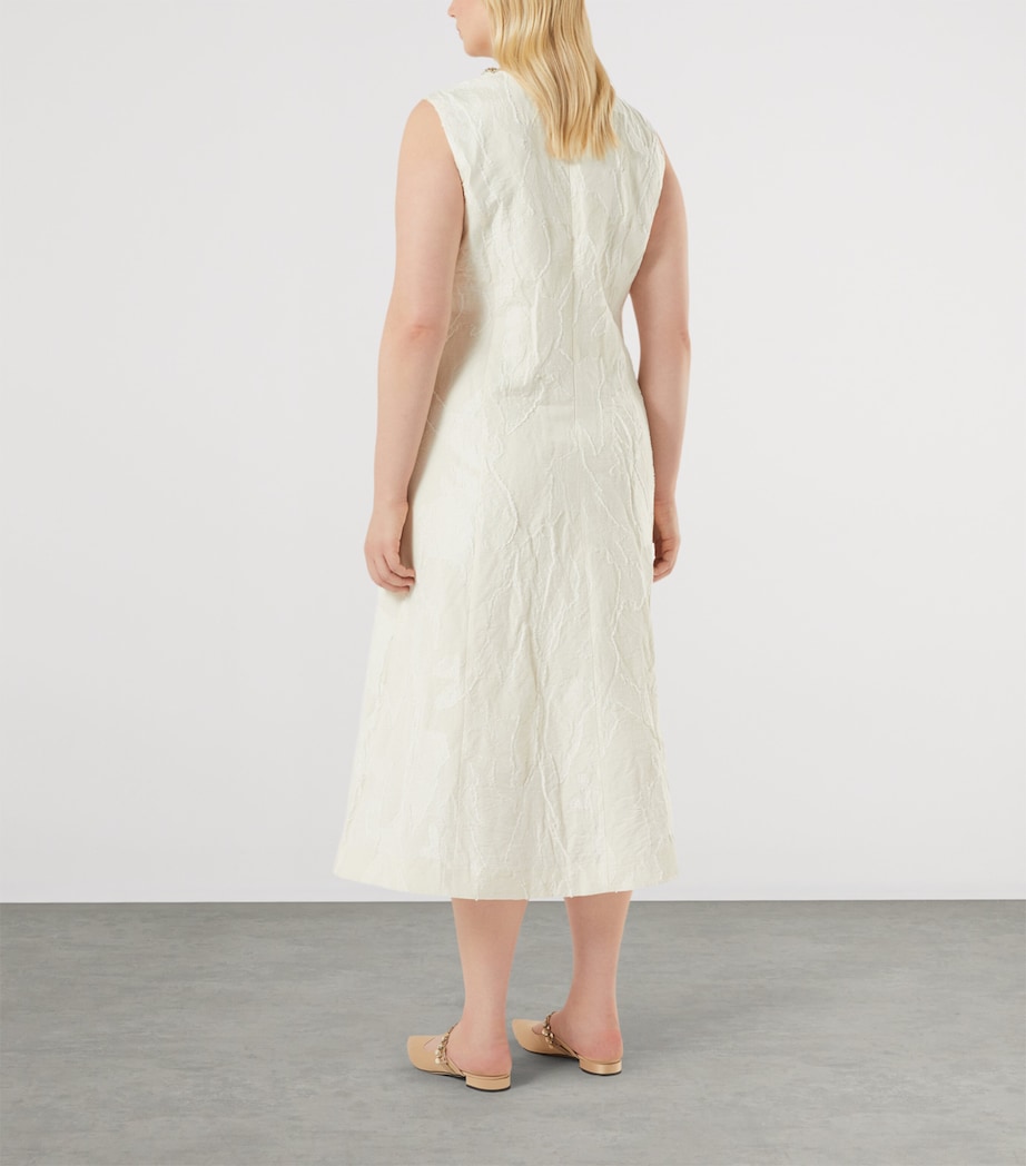 Marina Rinaldi Womens Cotton-Linen Flared Midi Dress Ivory Image 3