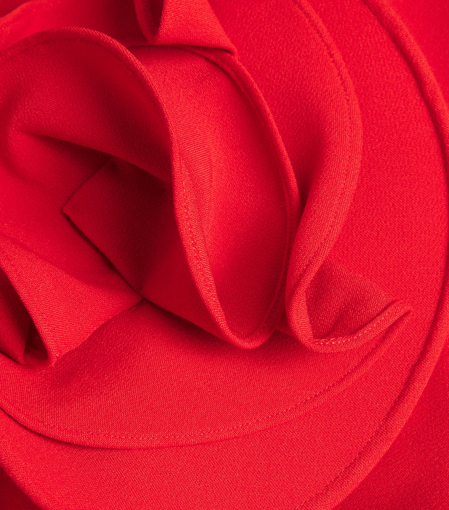 Floral-Appliqué Midi Dress RED Image 5