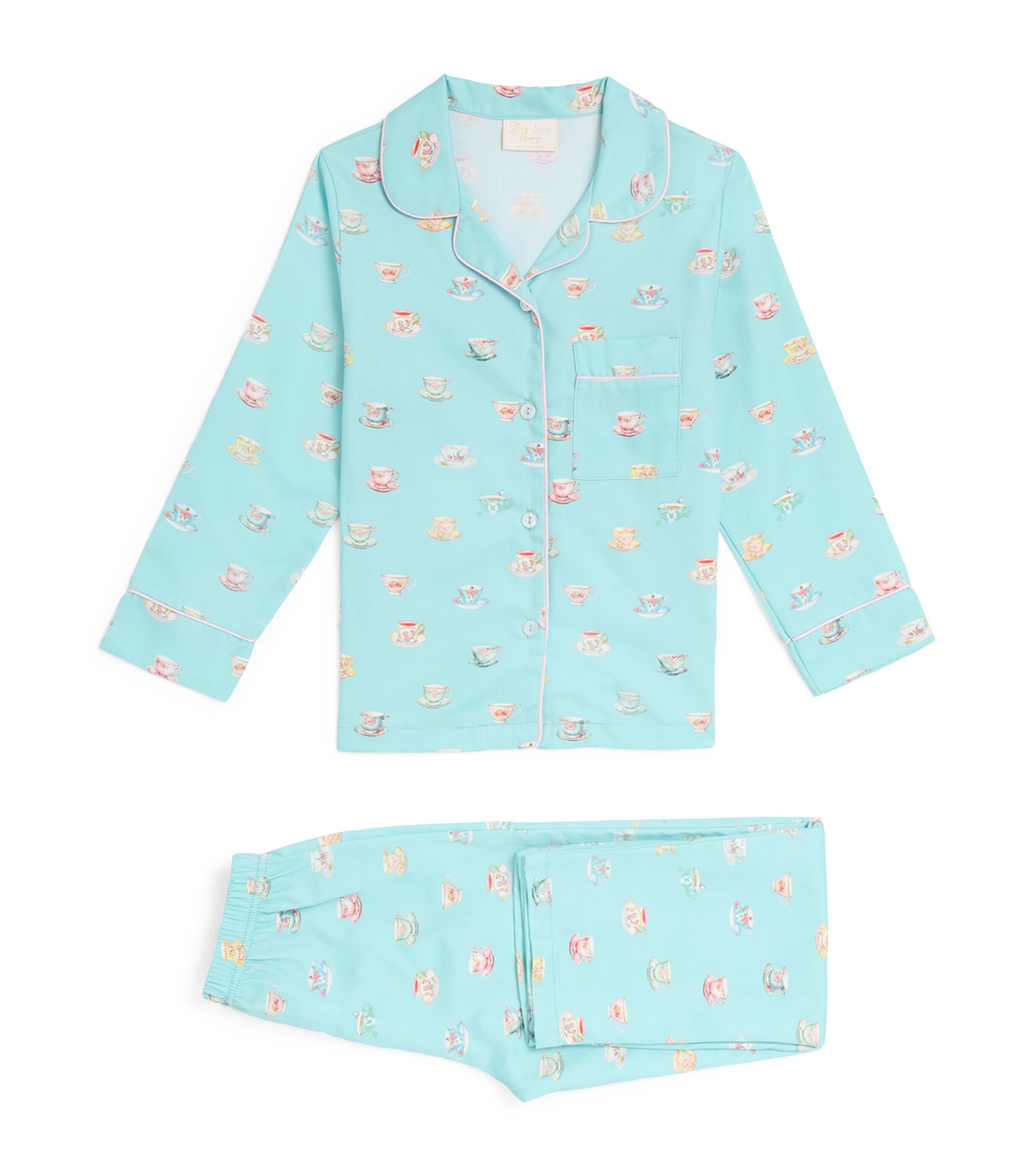 Story Loris Cotton Teacup Print Pyjama Set (3-14 Years) | Girls Clothing | Nightwear | Pyjamas