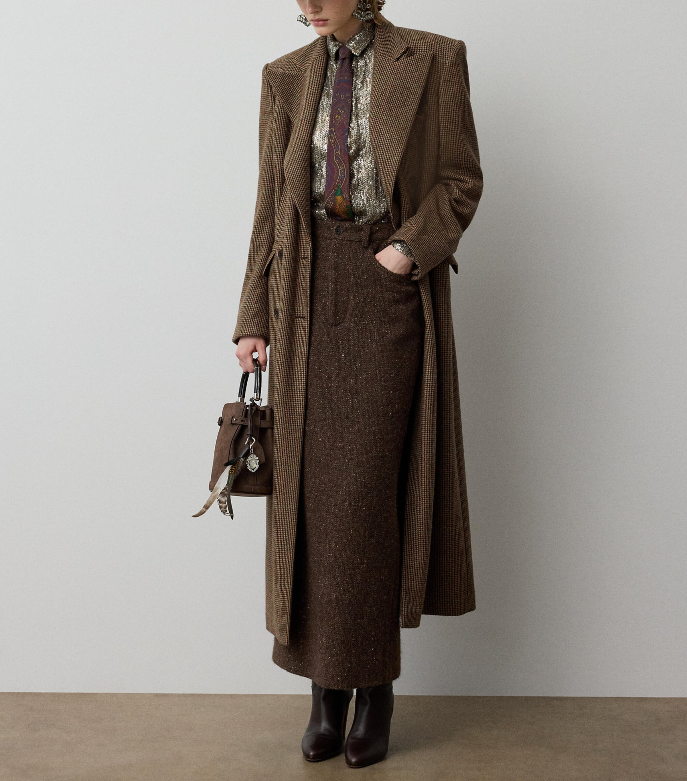 Ralph Lauren Collection Womens Tweed Overcoat Brown Multi Image 4