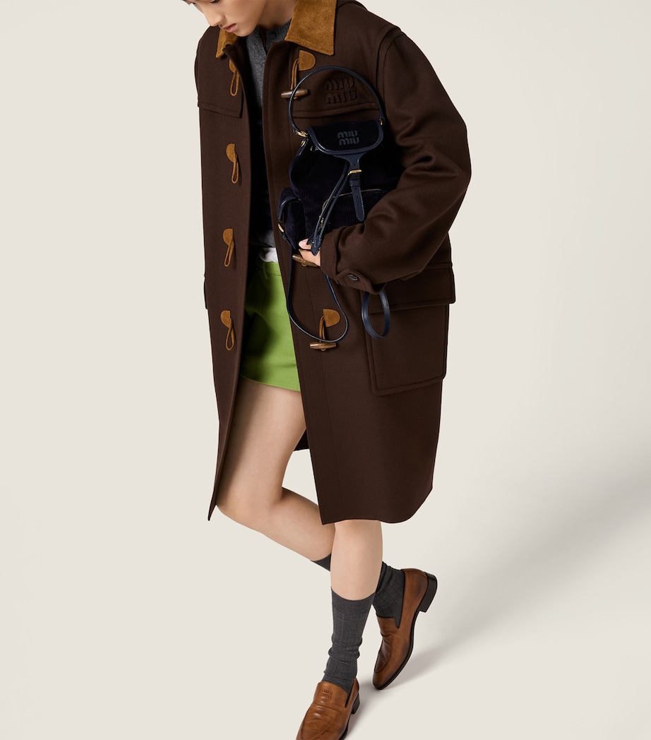 Medium Corduroy Leather-Trim Backpack F0124 Image 5