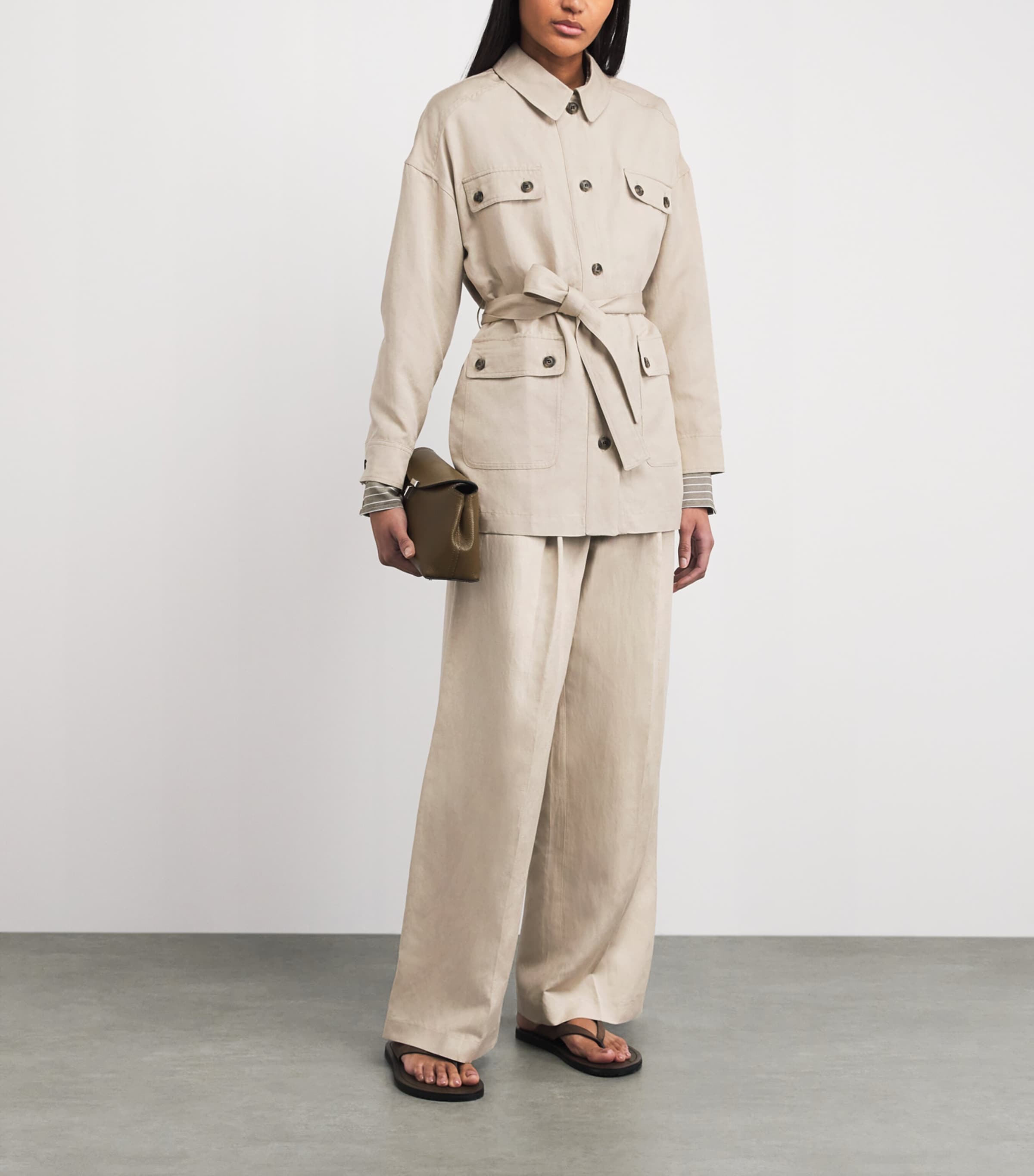 Yves Salomon Womens Silk-Linen Safari Jacket Image 2