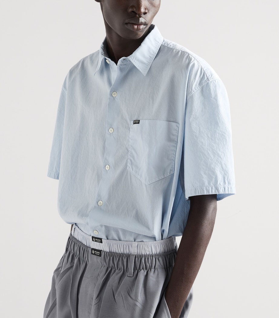 Prada Mens Cotton Relaxed Short-Sleeve Shirt Light Blue Image 3