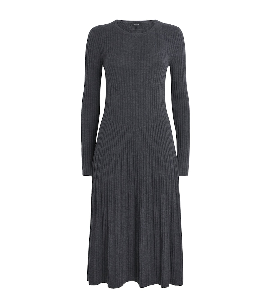Merino Wool Ribbed Midi Dress SMOKE Image 1