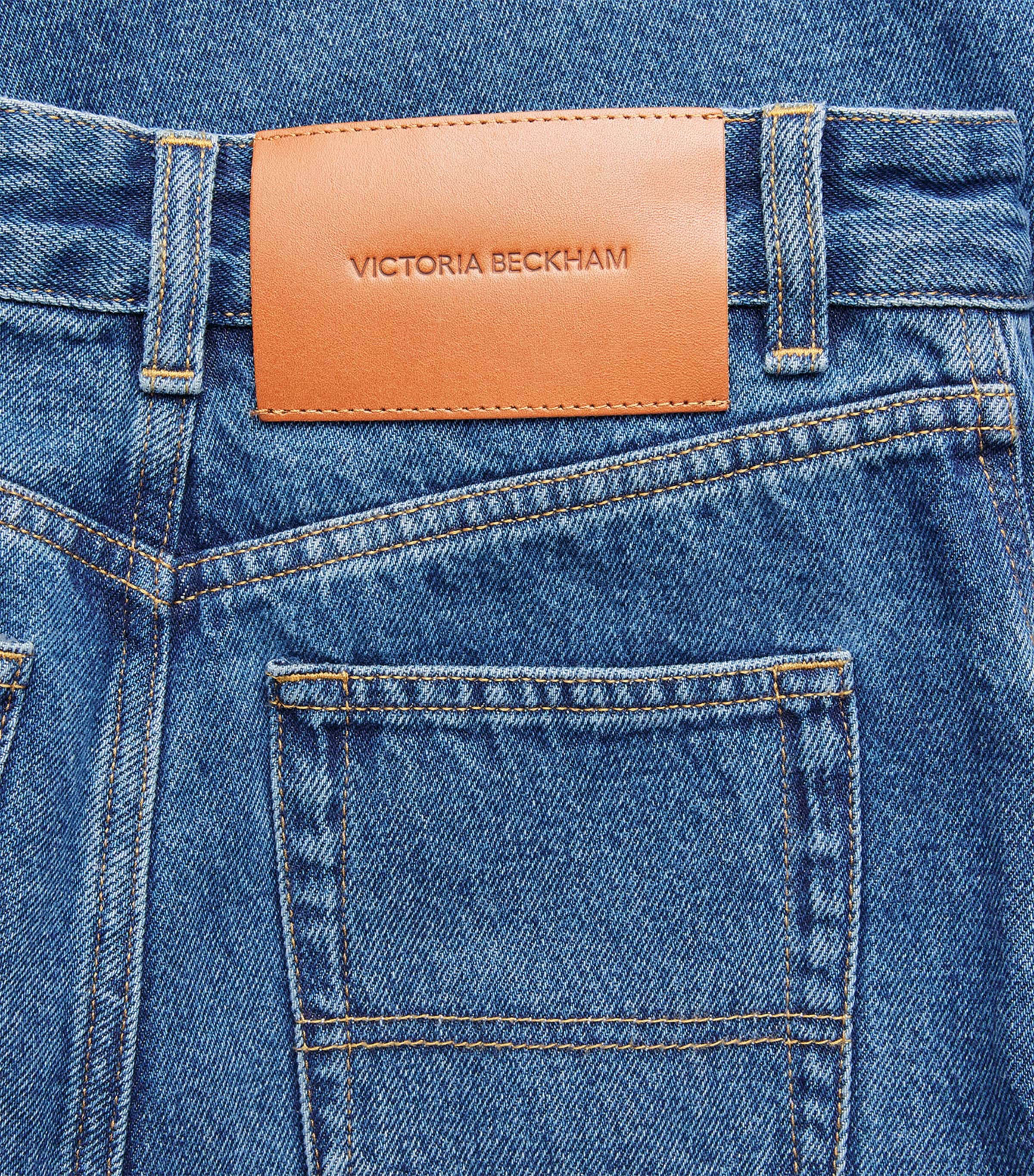 Victoria Beckham Womens Asymmetric Panelled Denim Midi Skirt Mid Blue Wash Image 6