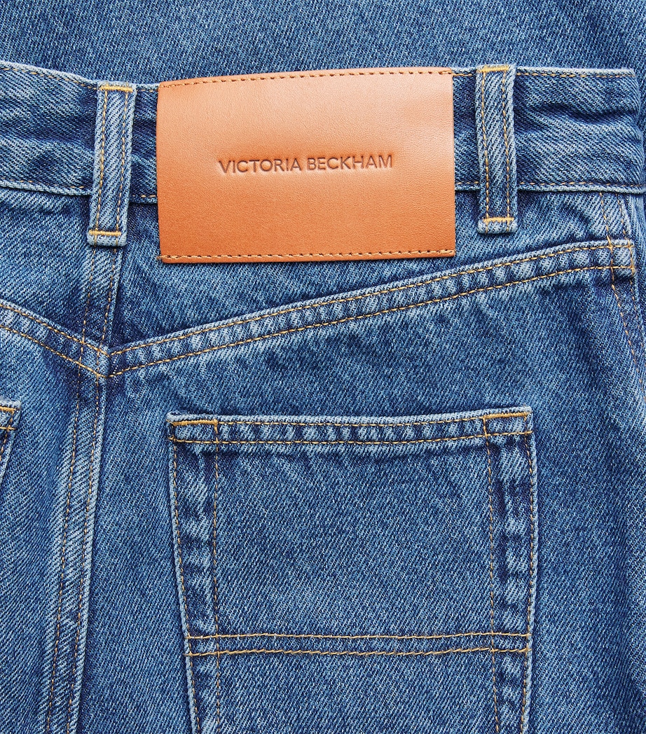 Victoria Beckham Womens Asymmetric Panelled Denim Midi Skirt Mid Blue Wash Image 6