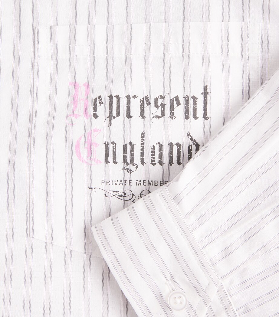 Represent Mens Cotton Pinstripe Shirt Flat White Image 6
