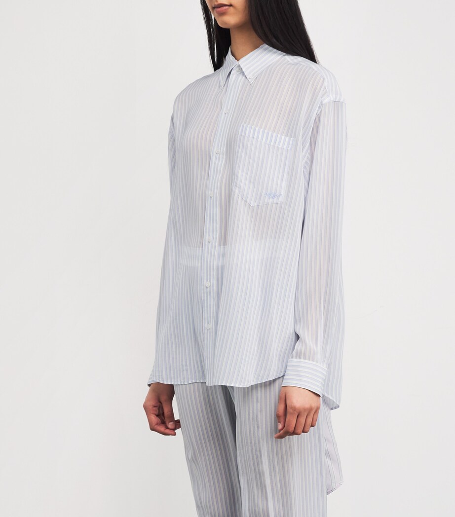 Alexander Wang Womens Silk Stripe Oversized Shirt Oxfrd Blu/wht Image 3