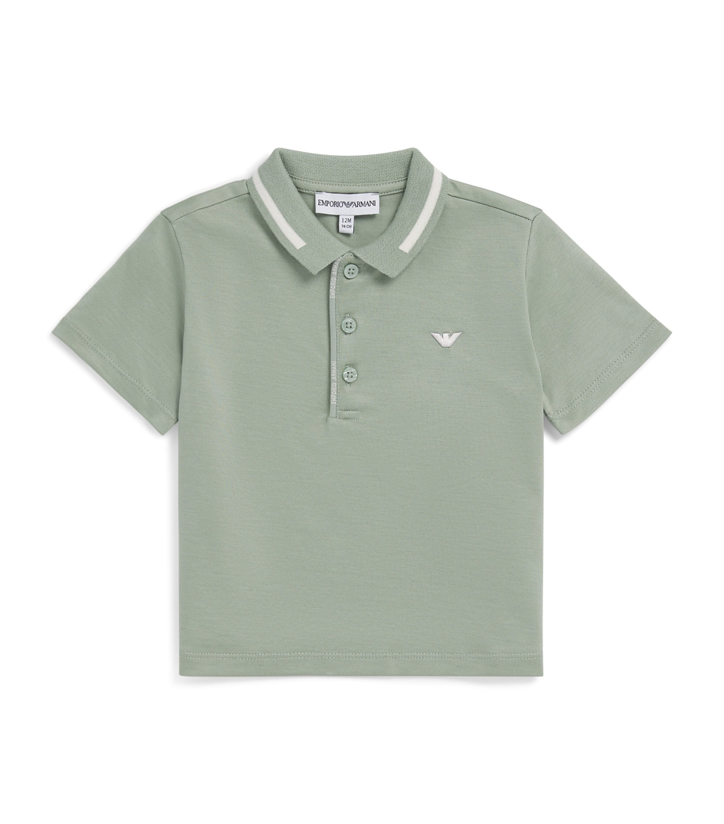 Emporio Armani Kids Stretch-Cotton Logo Polo Shirt (6-36 Months) Iceberg Green Image 1
