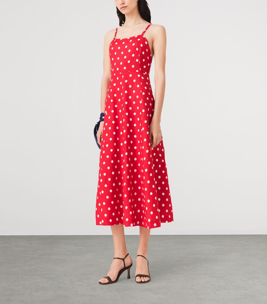 Maje Womens Linen-Blend Polka-Dot Maxi Dress Red Dots Print Image 5