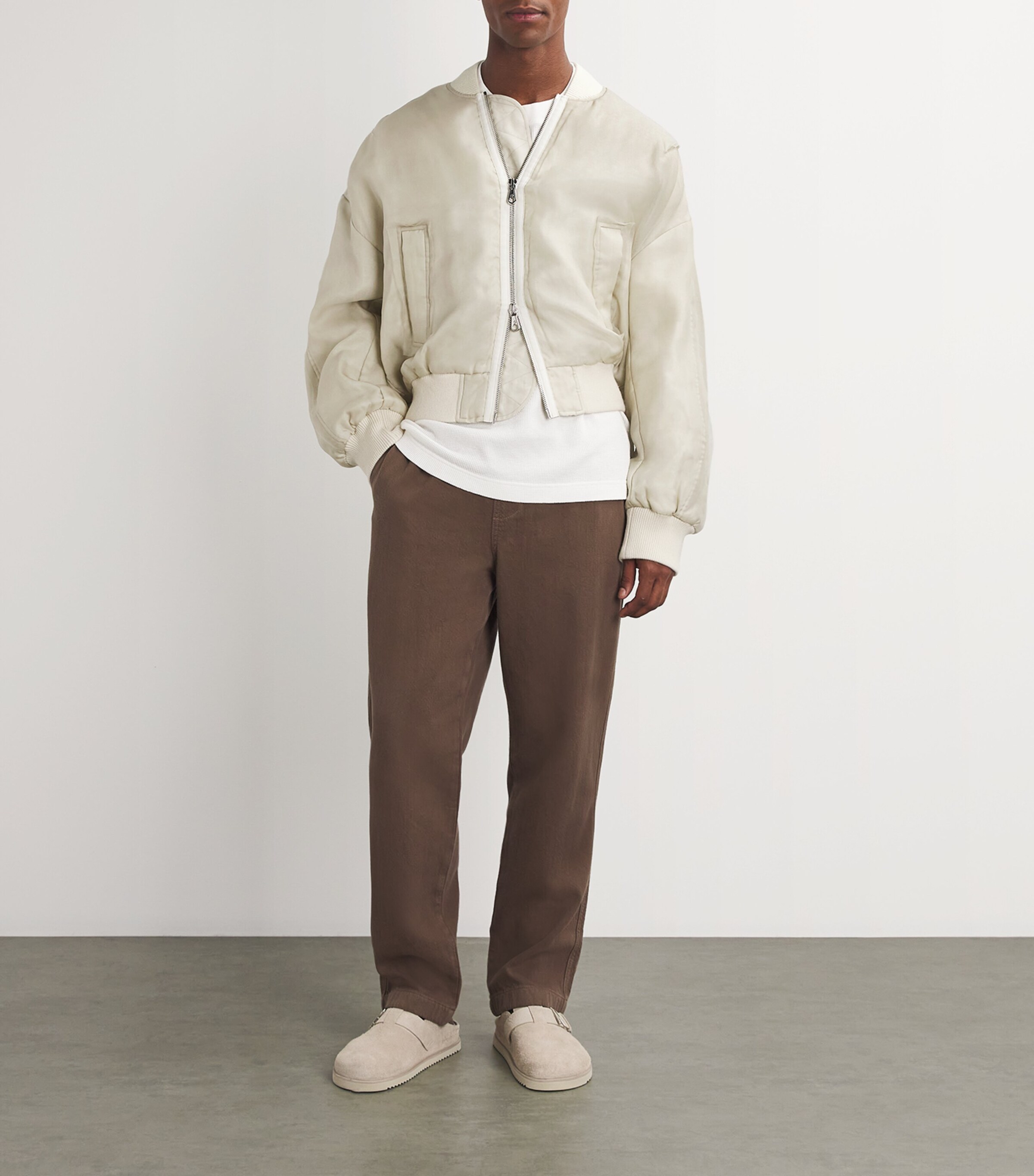 COLE BUXTON Mens Organza Bomber Jacket Vintage White Image 2