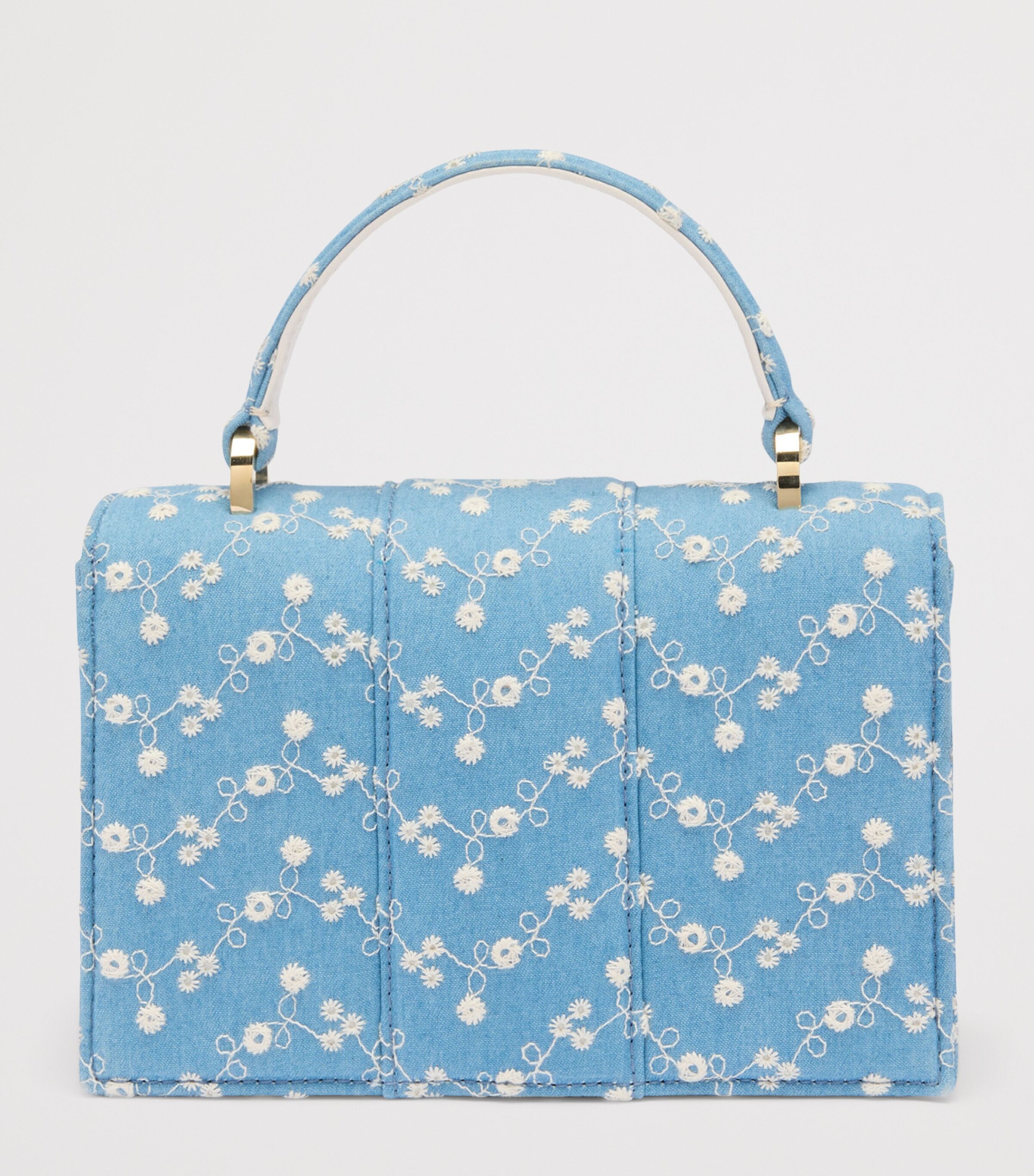 Malone Souliers Mini Denim Floral Aubrey Top-Handle Bag Blue Image 4