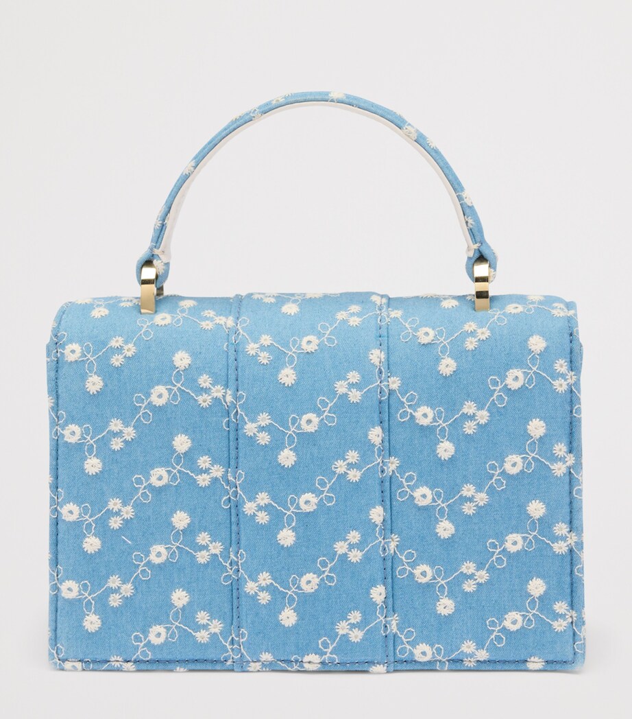 Malone Souliers Mini Denim Floral Aubrey Top-Handle Bag Blue Image 4
