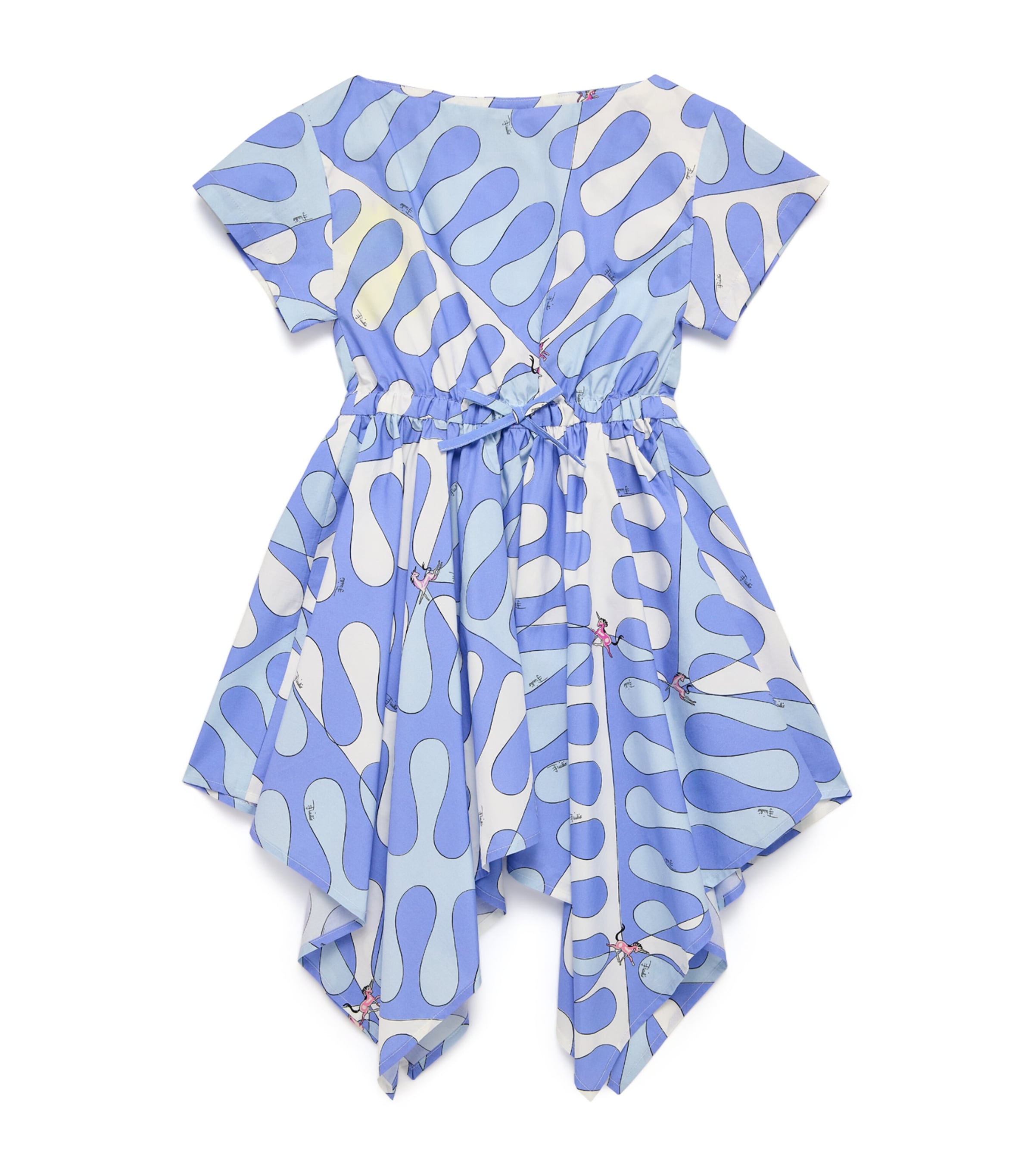 Shop Pucci Junior Cotton Poplin Unicorn Print Dress In Blue