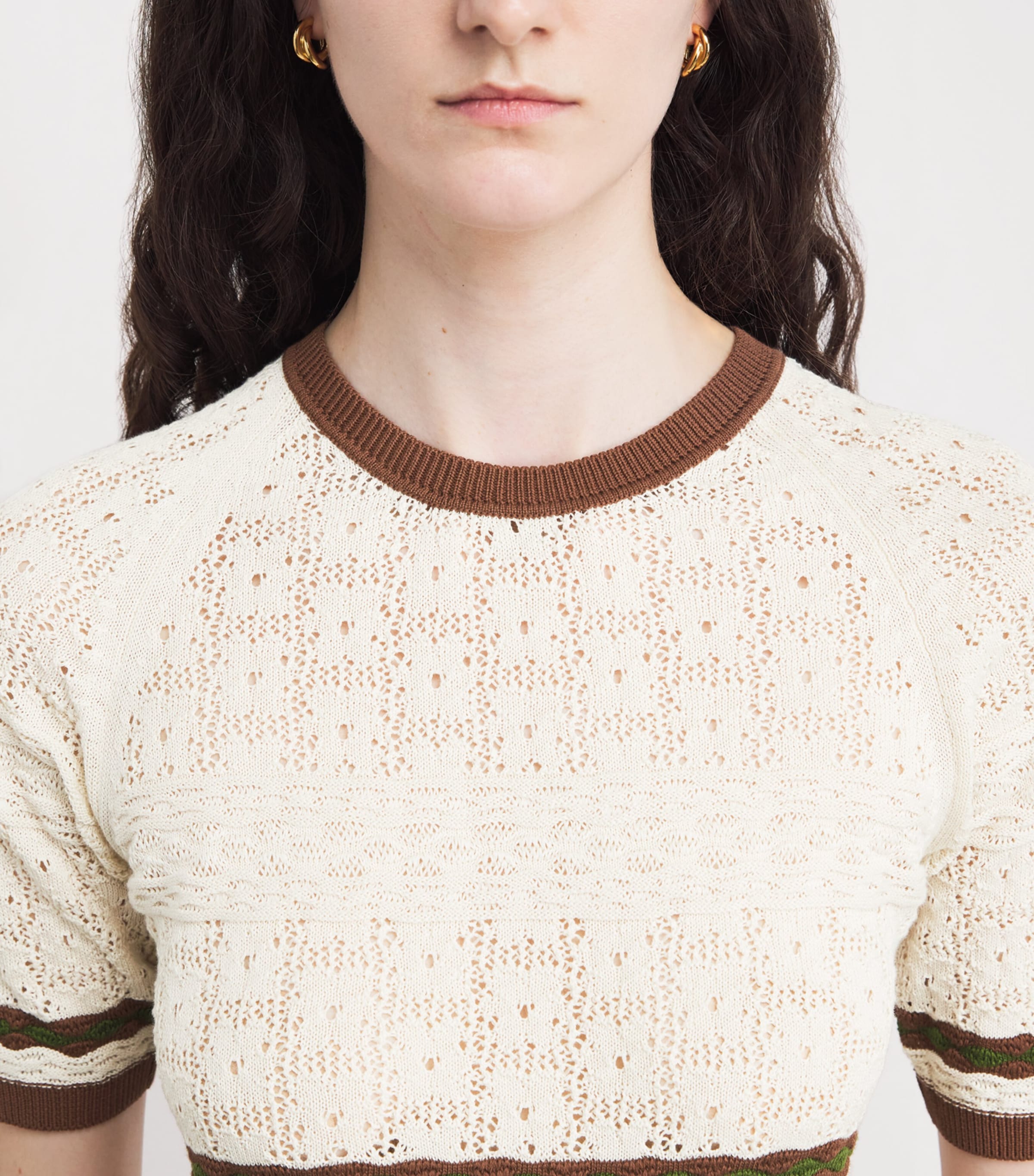 Cotton Knitted Stripe T-Shirt BTG180 BUT/TOB/GRN Image 6