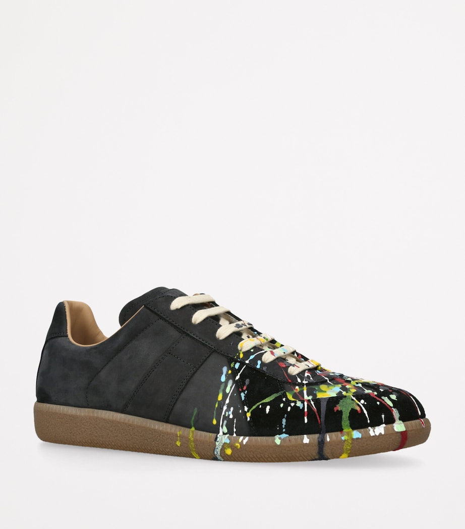 Maison Margiela Leather Paint-Detail Replica Sneakers Green Comb Image 3