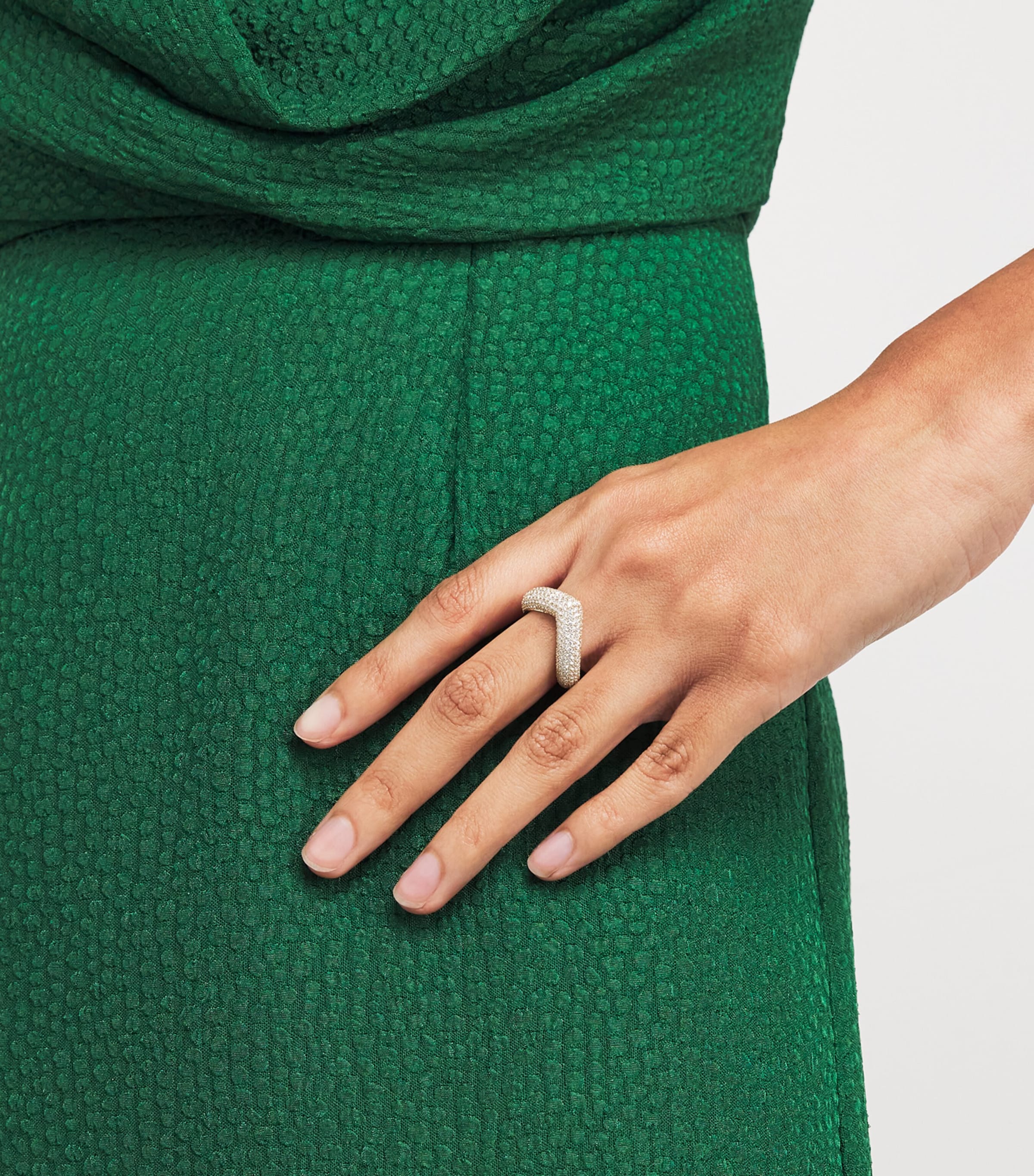 Yellow Gold and Diamond Drop Link Ring YELLOW GOLD Image 2