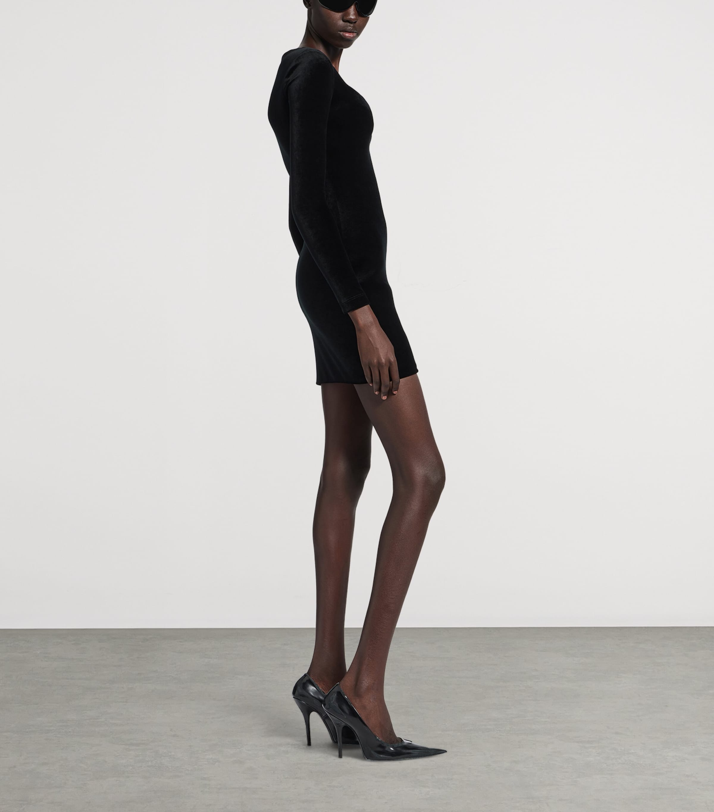 Balenciaga Womens Velvet Mini Dress Image 4