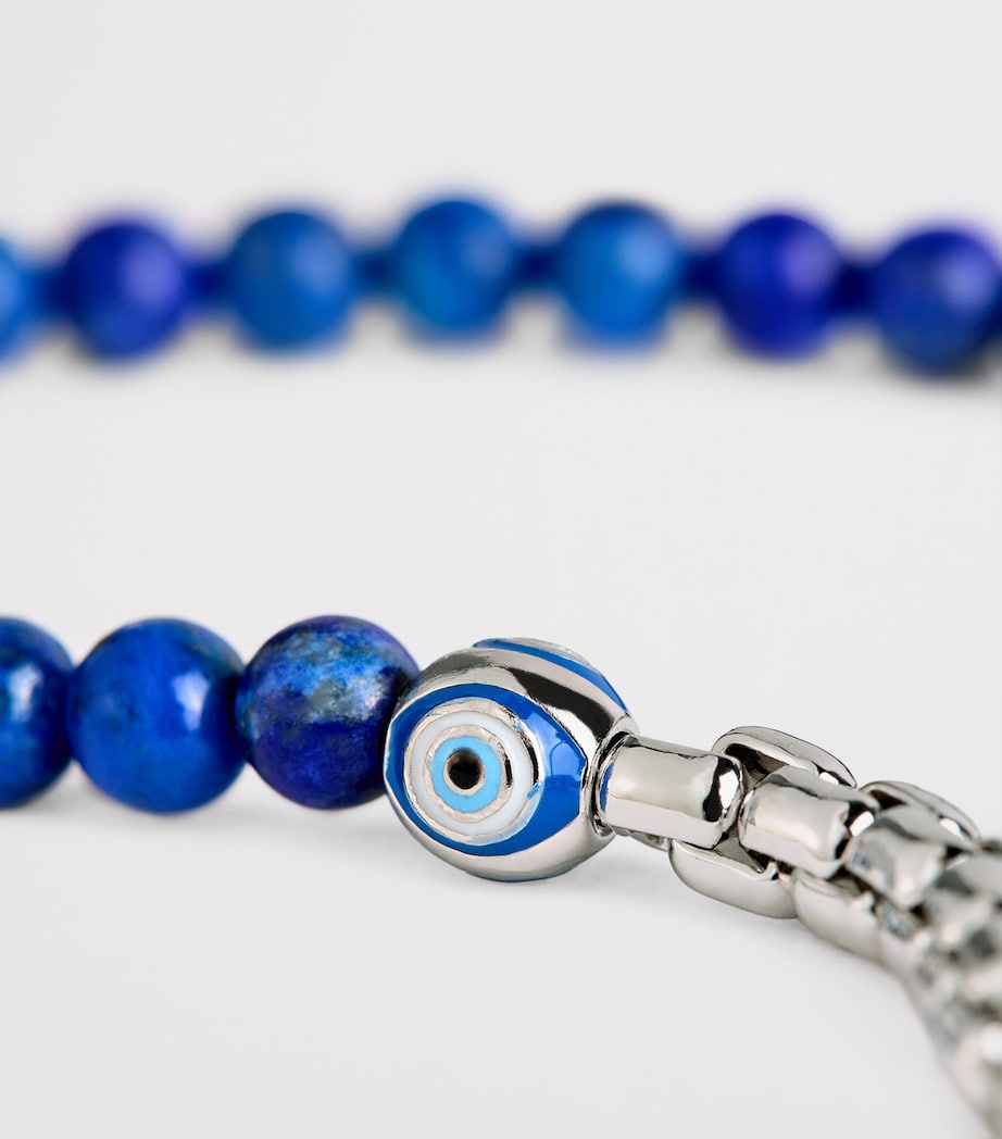 Rhodium-Plated Silver and Lapis Evil Eye Bracelet BLUE Image 3