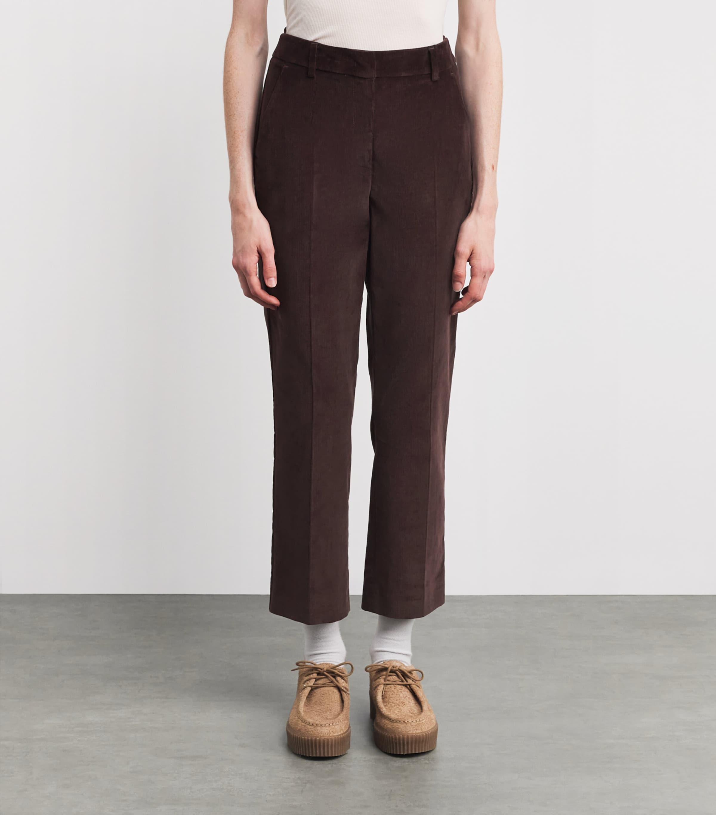 Corduroy Straight Trousers WINE-COLOURED Image 3
