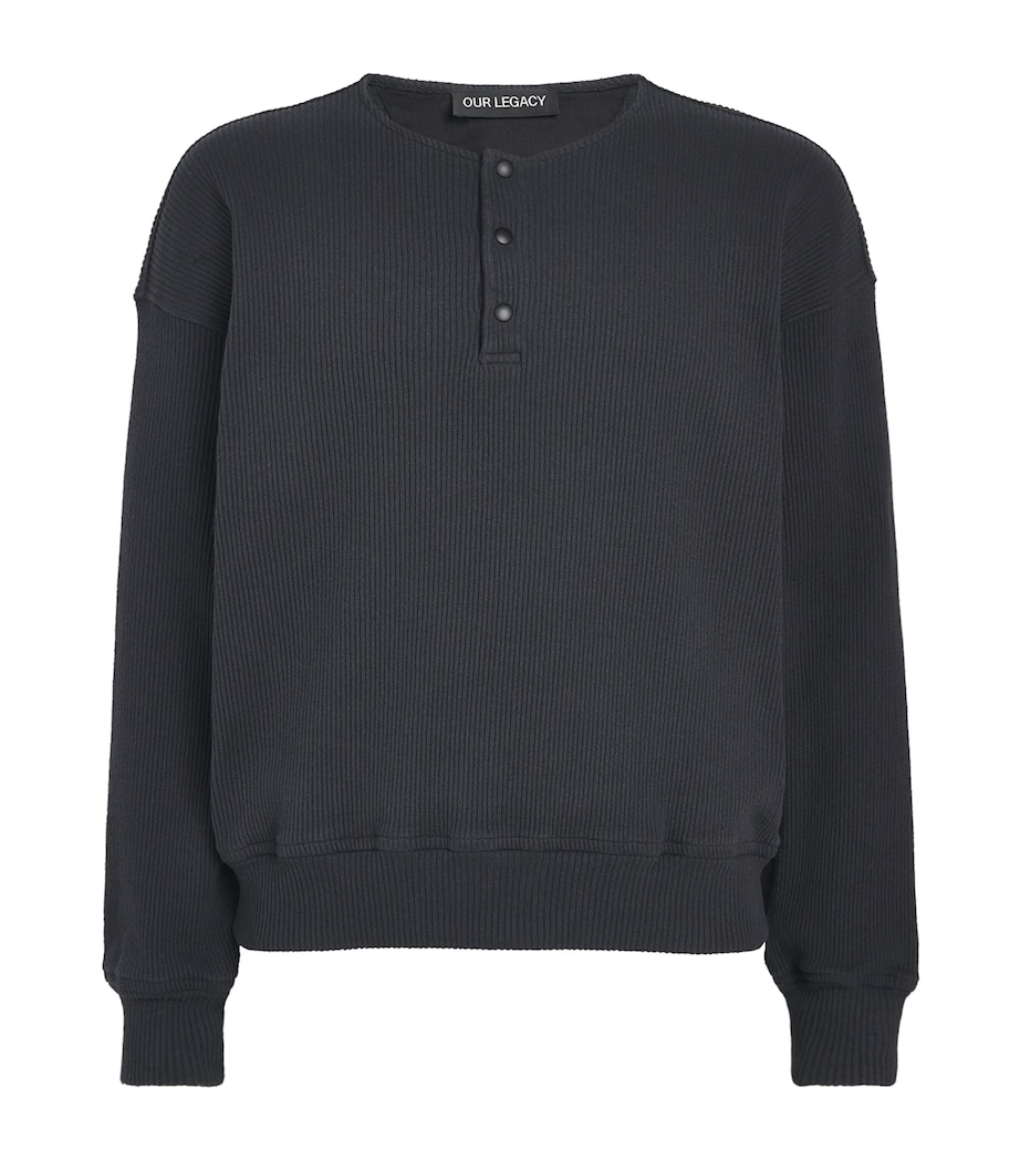 Our Legacy Mens Stretch-Cotton Sweatshirt Furnace Blk Befy Rib Image 1