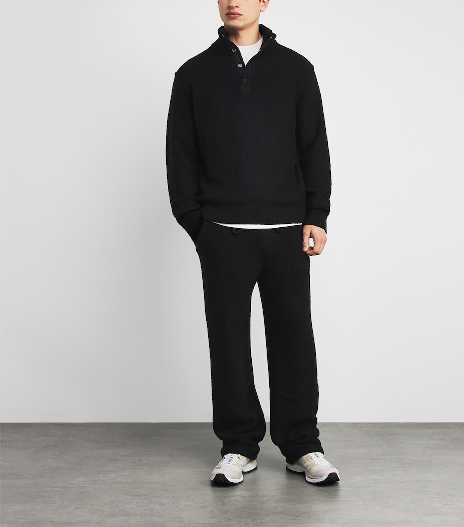 Wool-Blend Half-Placket Kotoni Sweater BLACK Image 2