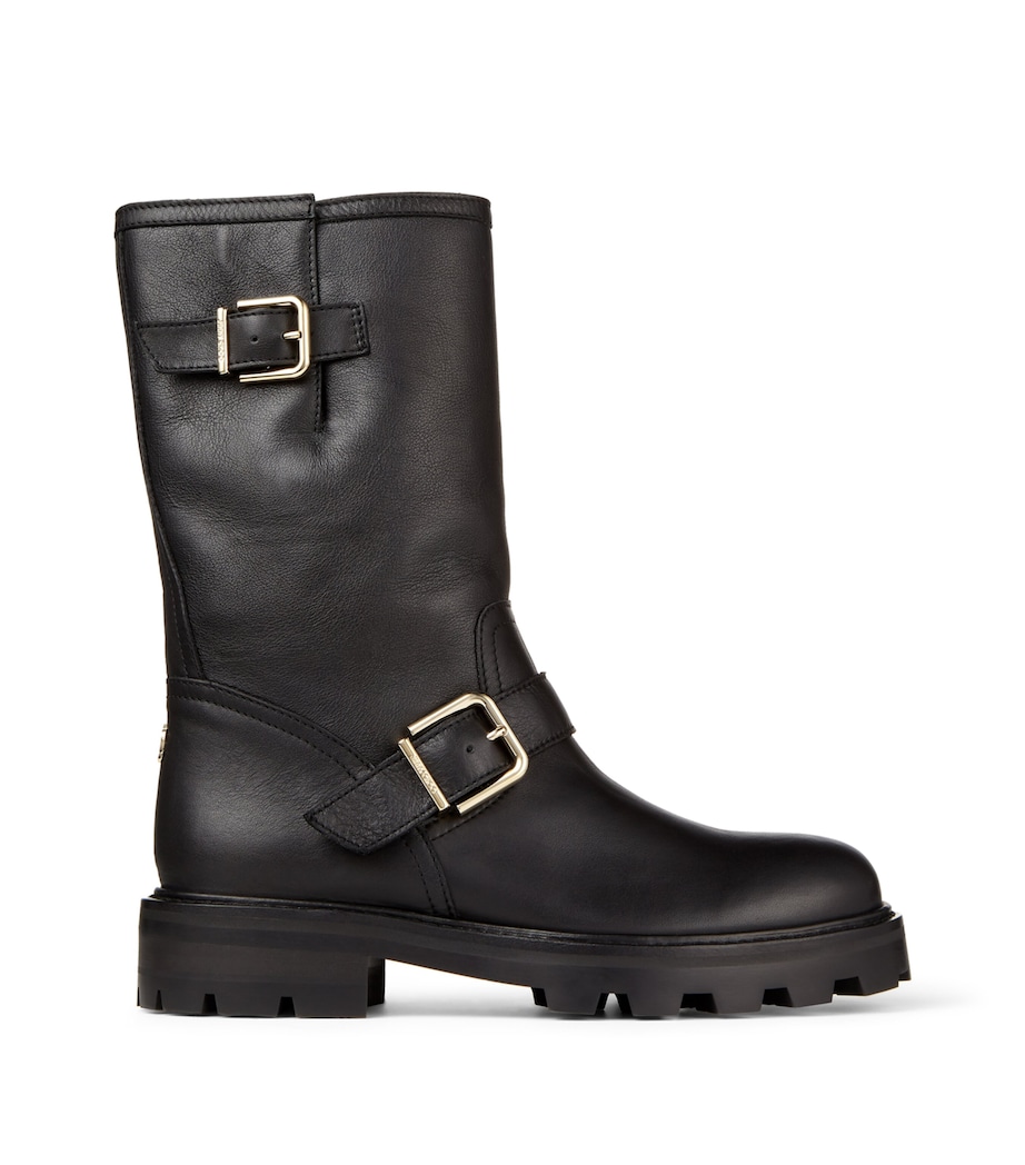 Leather Biker Boots BLACK Image 1
