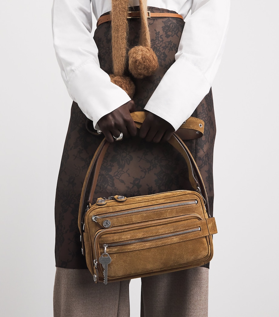 Acne Studios Suede Camero Party Shoulder Bag Cognac Brown Image 4