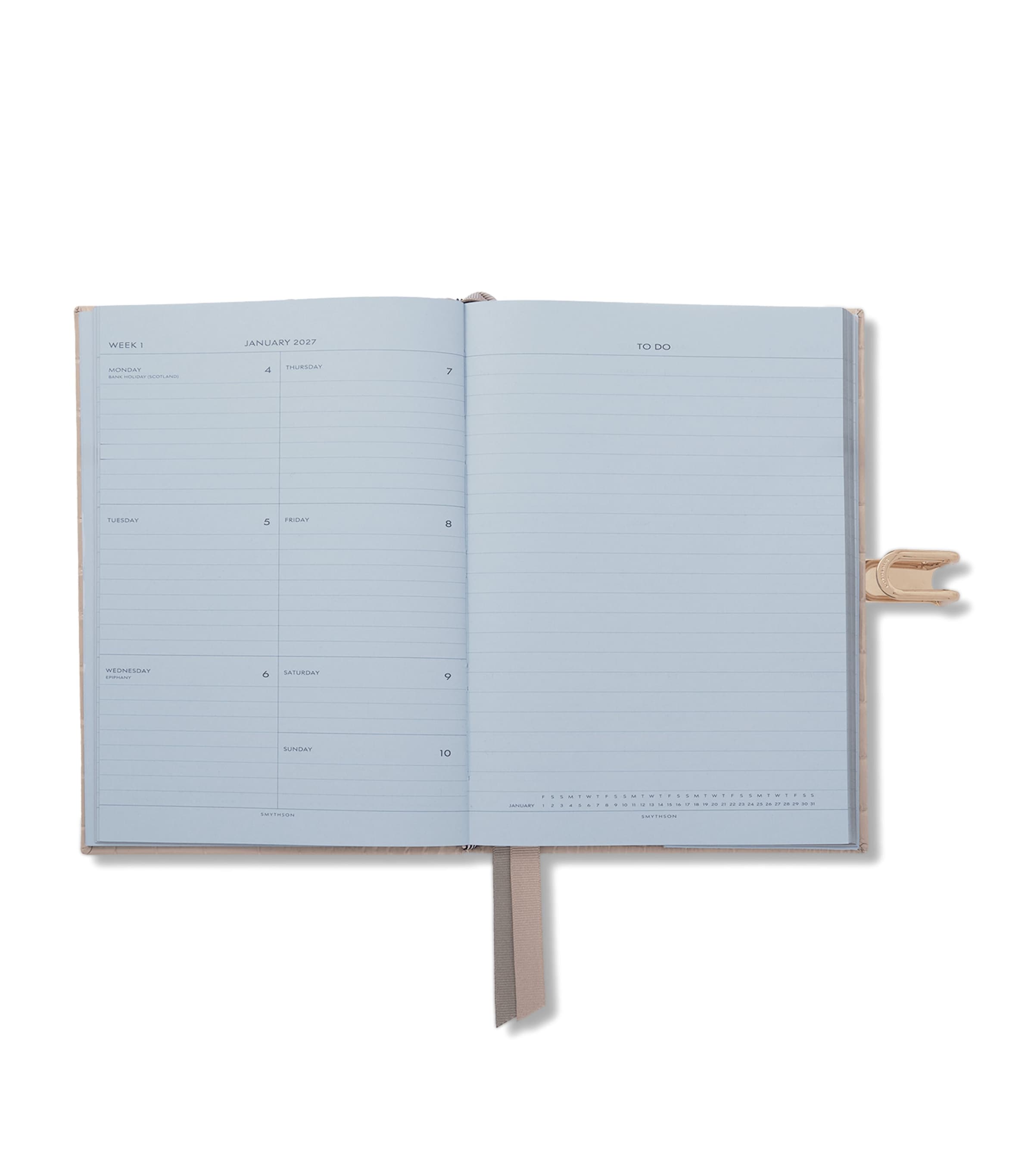 Smythson Leather Soho Weekly Diary 2027 Sandstone Image 2